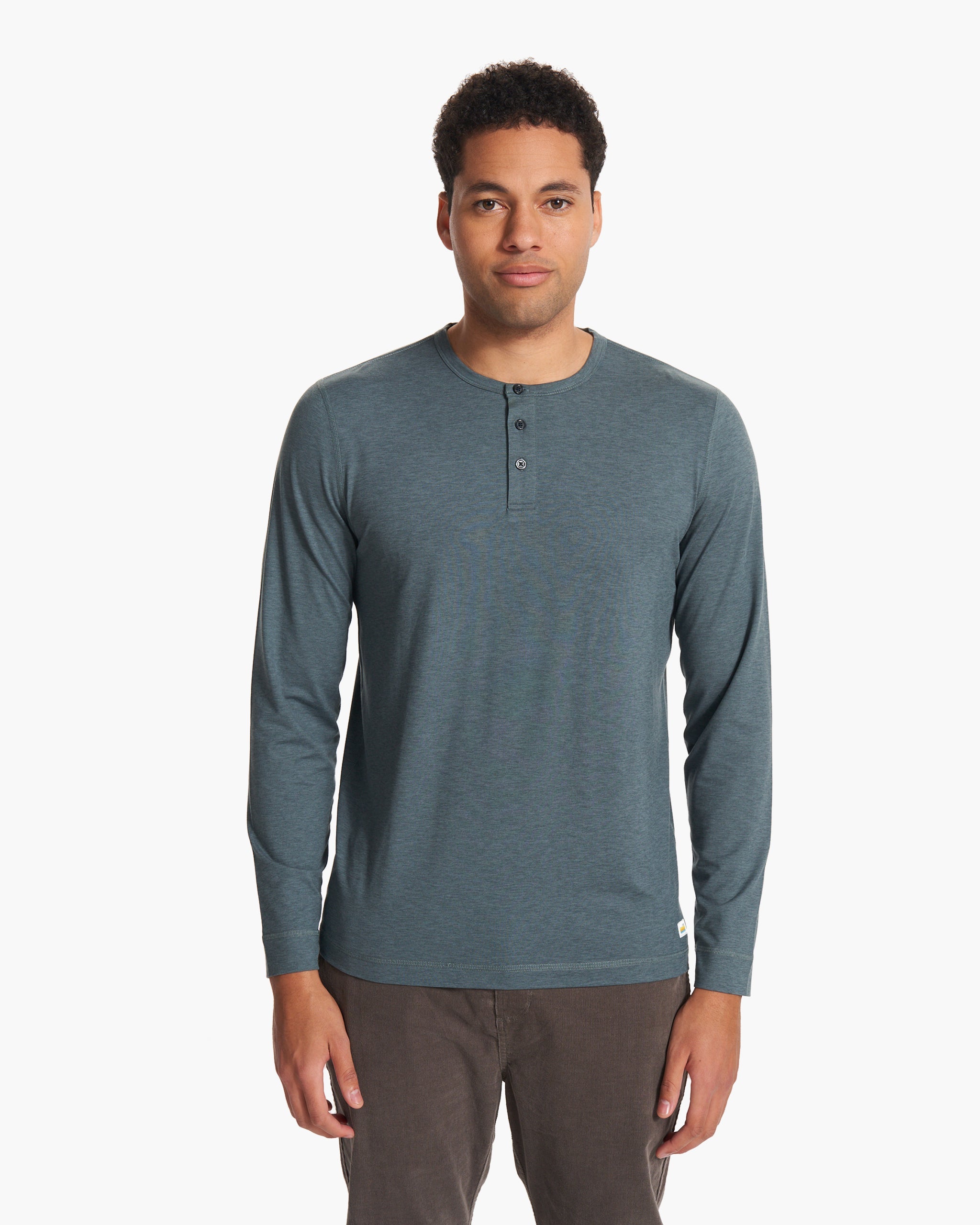 Long-Sleeve Ease Performance Henley | Lake Heather