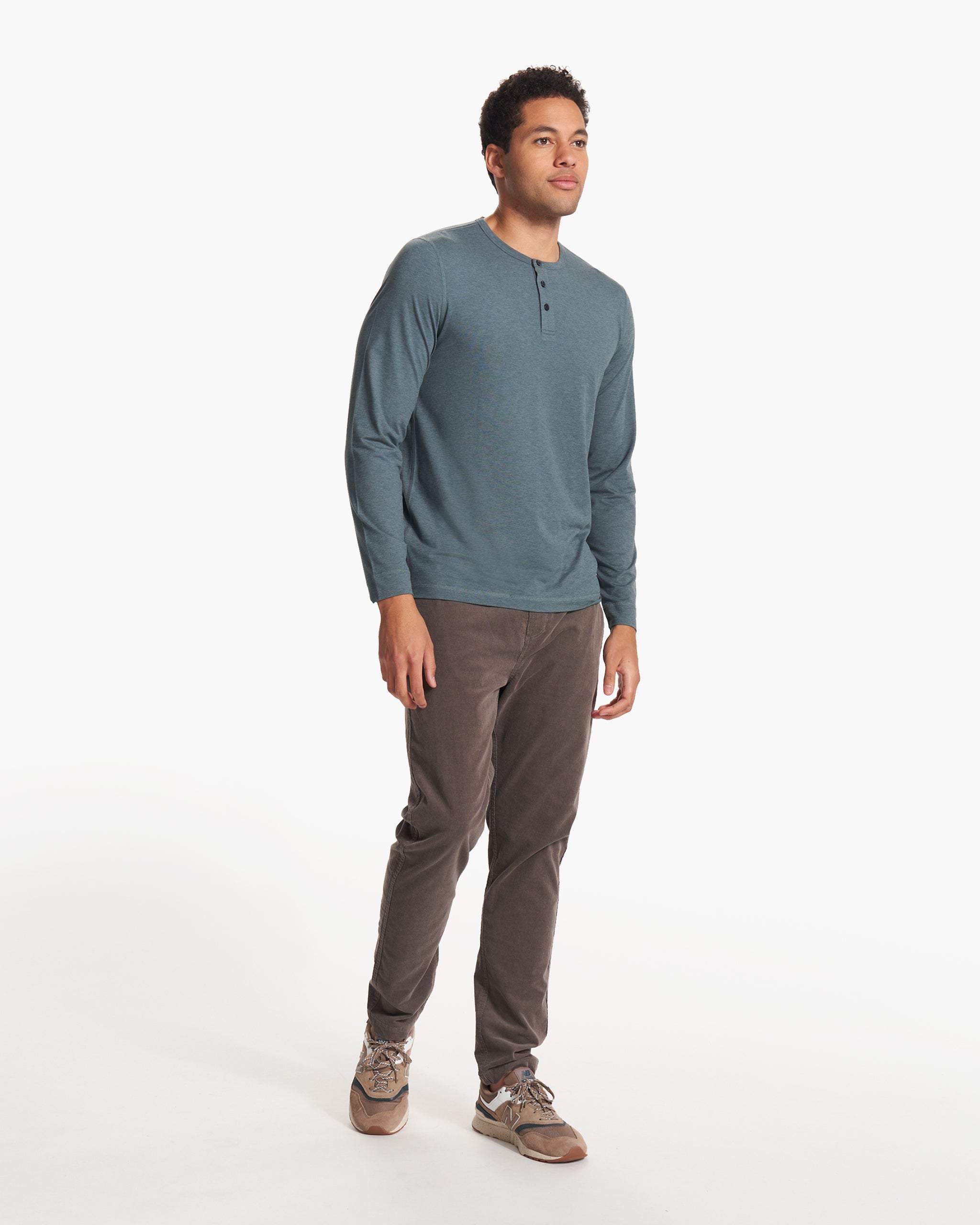 Long-Sleeve Ease Performance Henley | Lake Heather