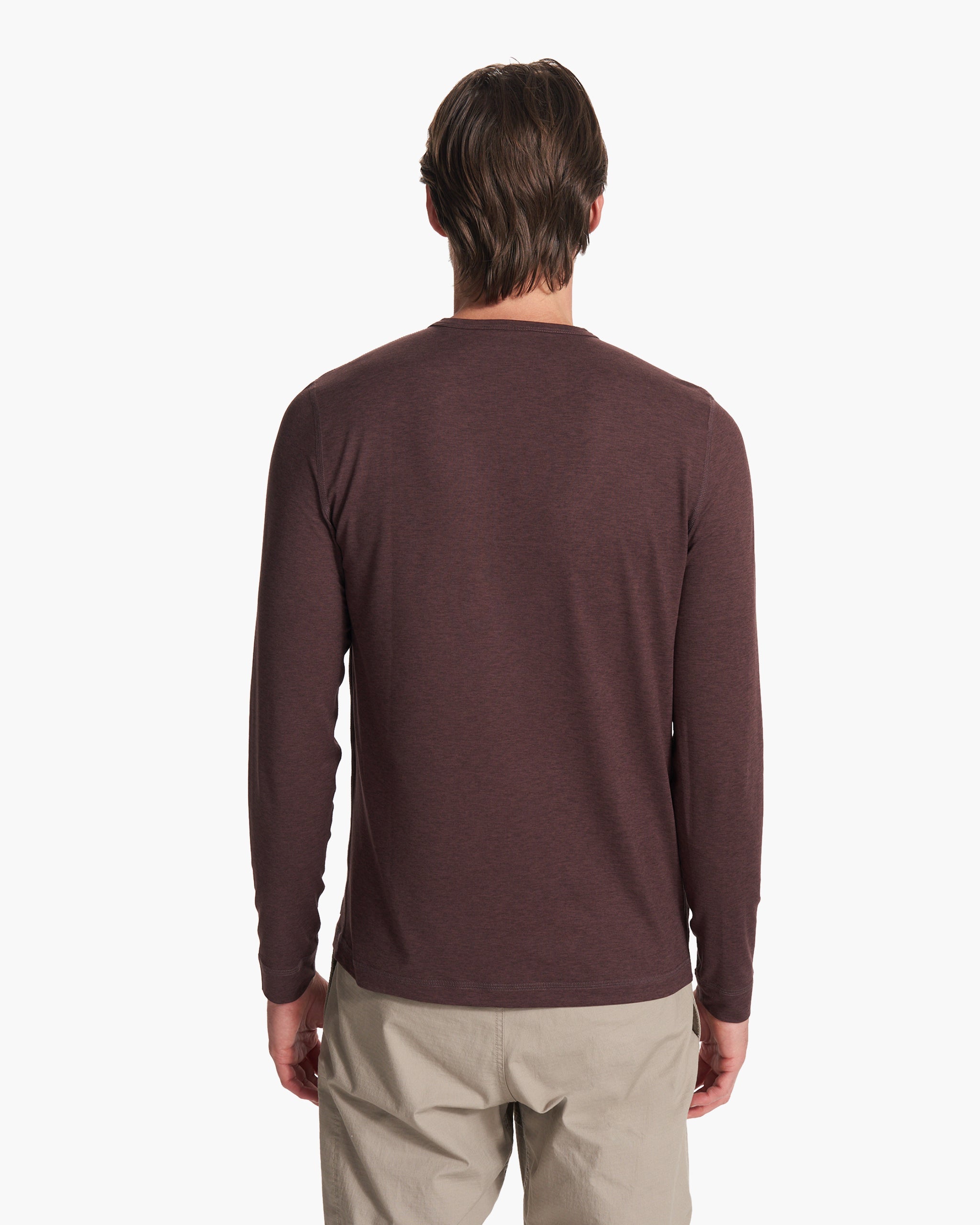 Long-Sleeve Ease Performance Henley | Mahogany Heather