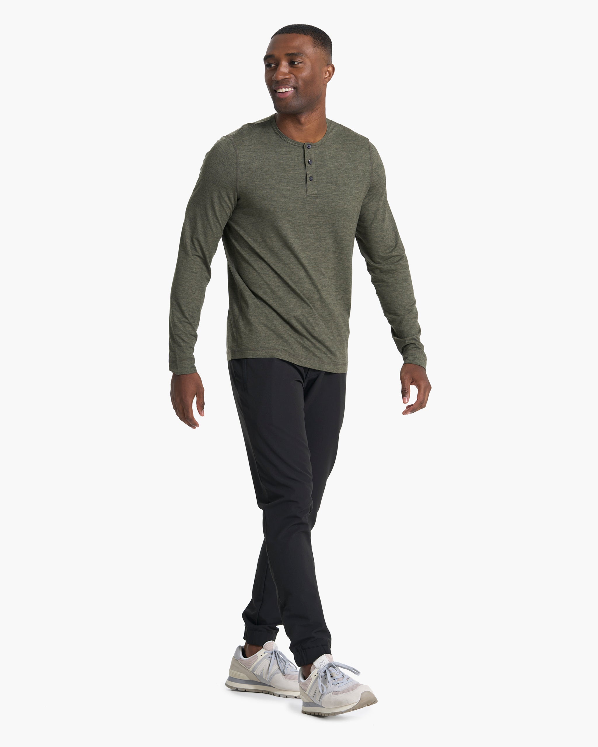 Long-Sleeve Ease Performance Henley | Oregano Heather