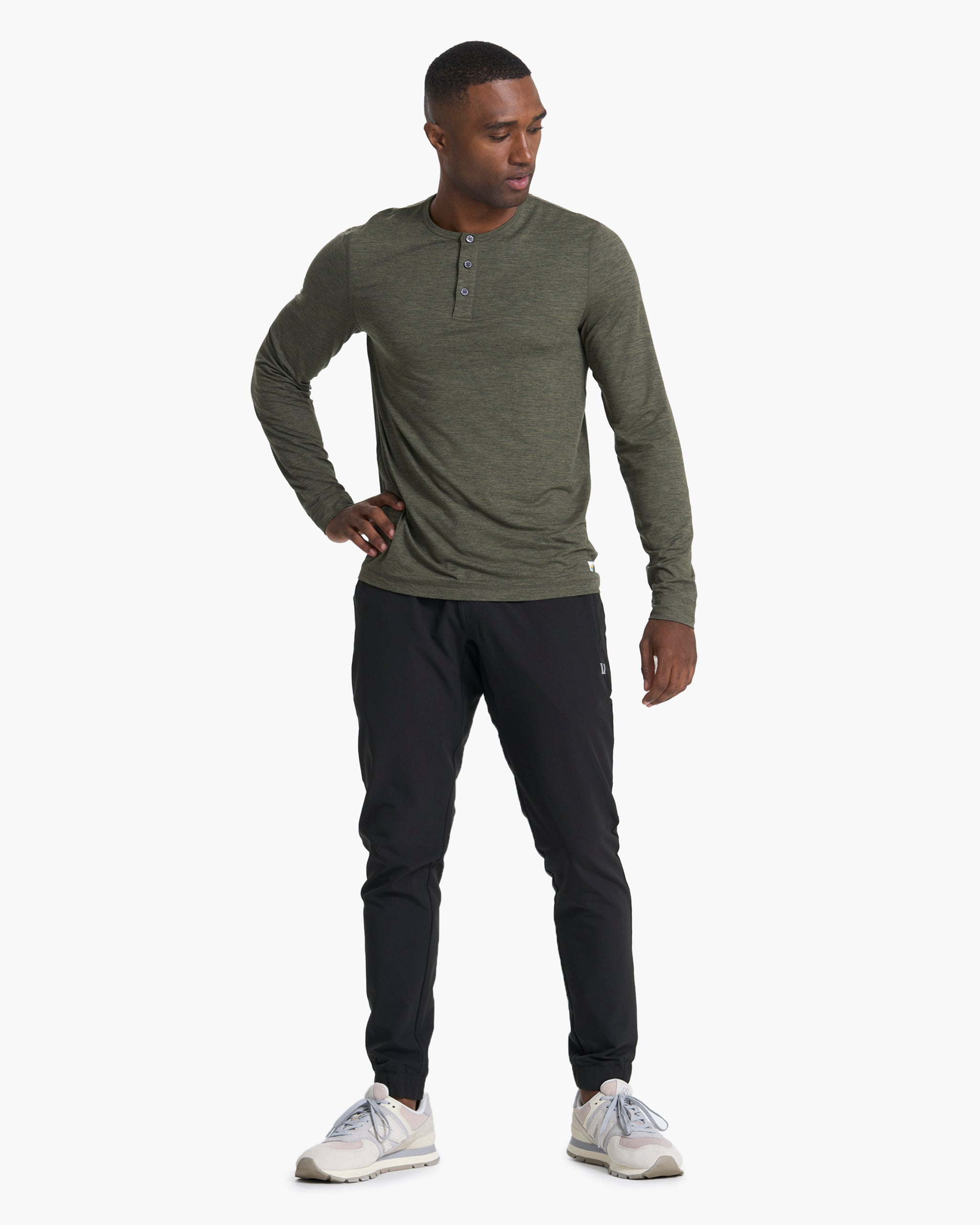 Long-Sleeve Ease Performance Henley | Oregano Heather
