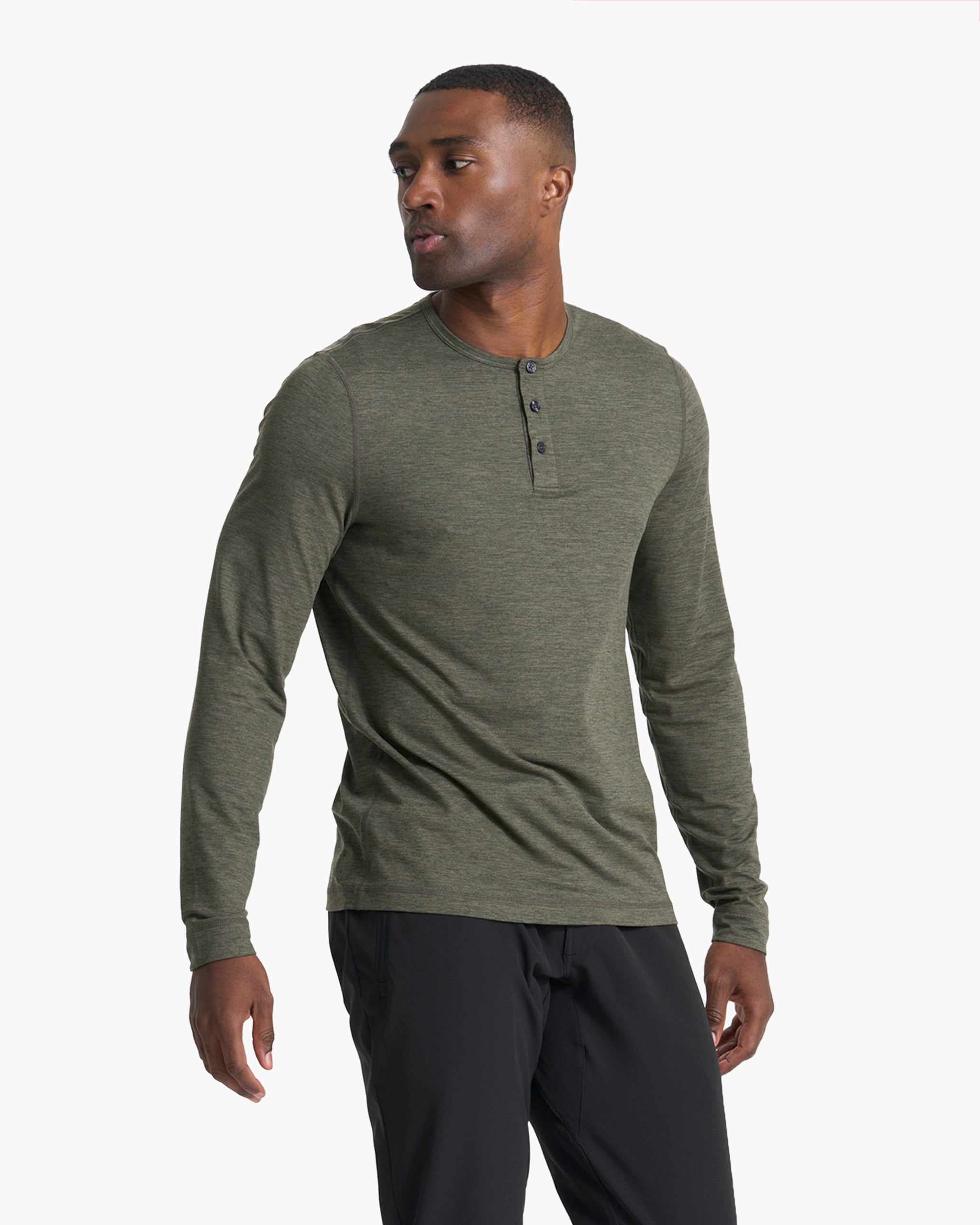 Long-Sleeve Ease Performance Henley | Oregano Heather