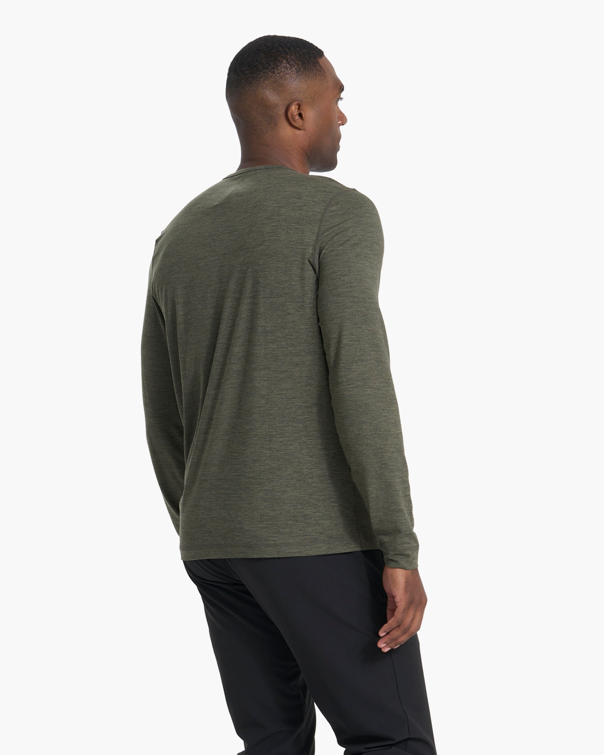 Long-Sleeve Ease Performance Henley | Oregano Heather