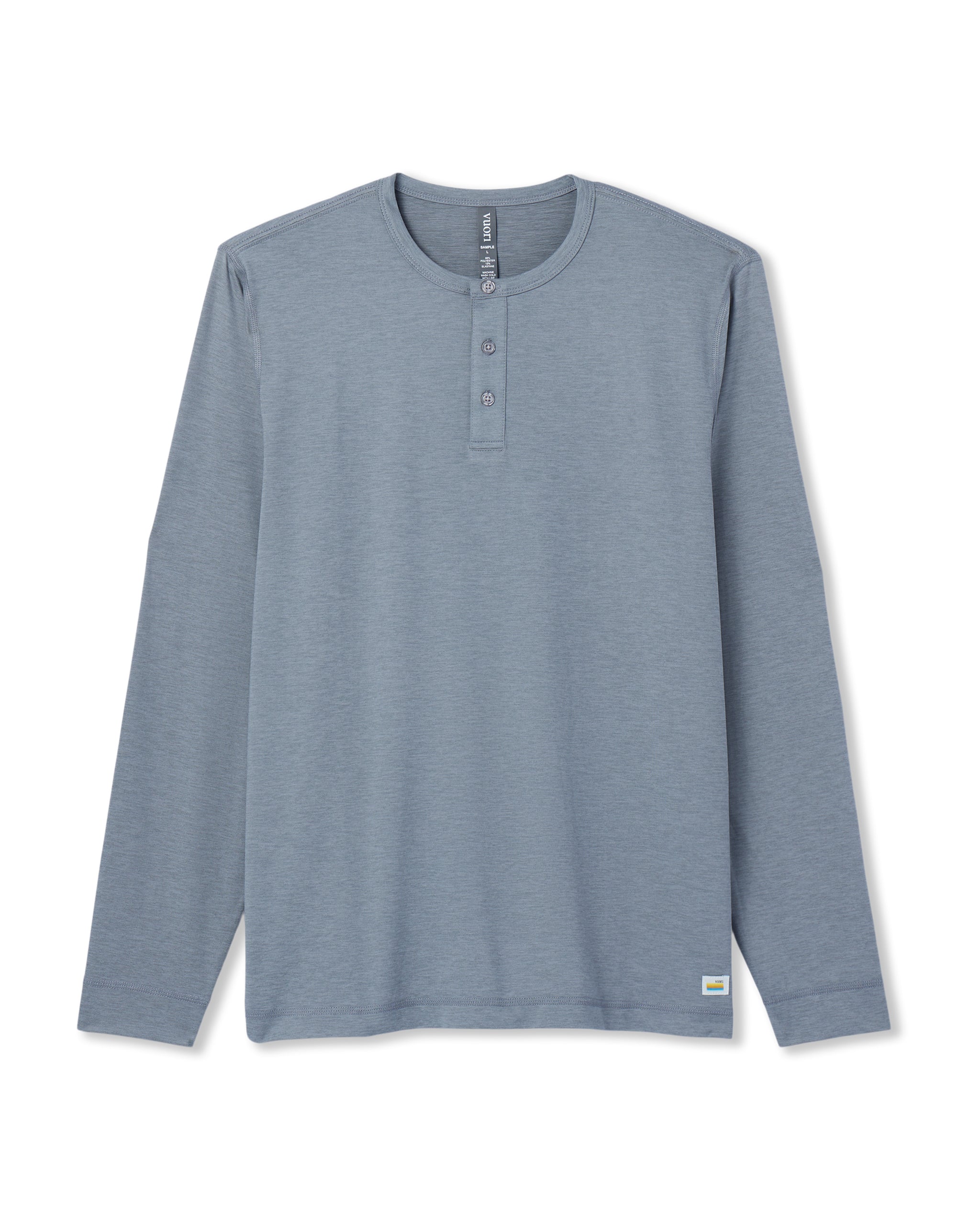 Long Sleeve Ease Performance Henley | Dusty Blue Heather