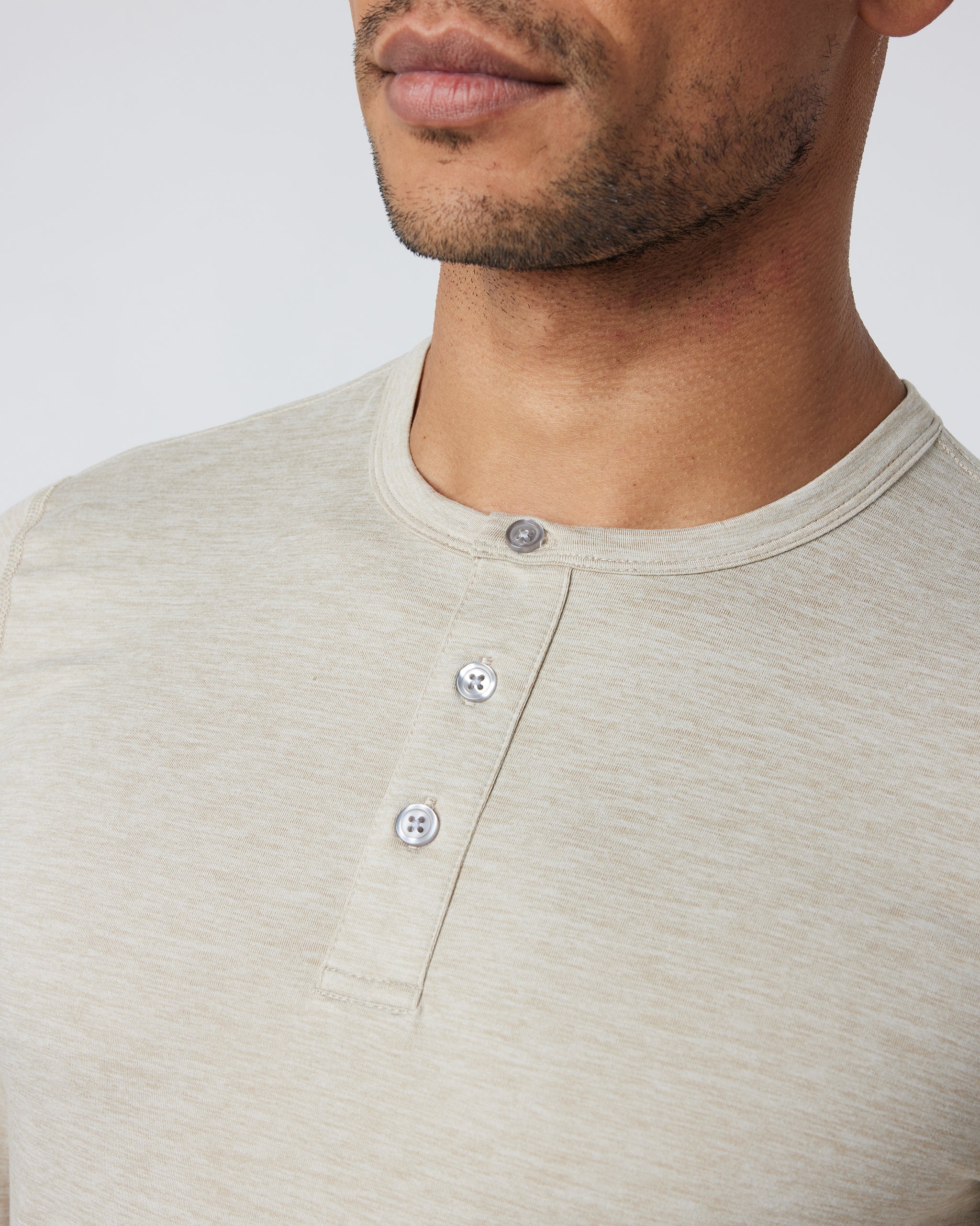 Long Sleeve Ease Performance Henley | Toast Heather