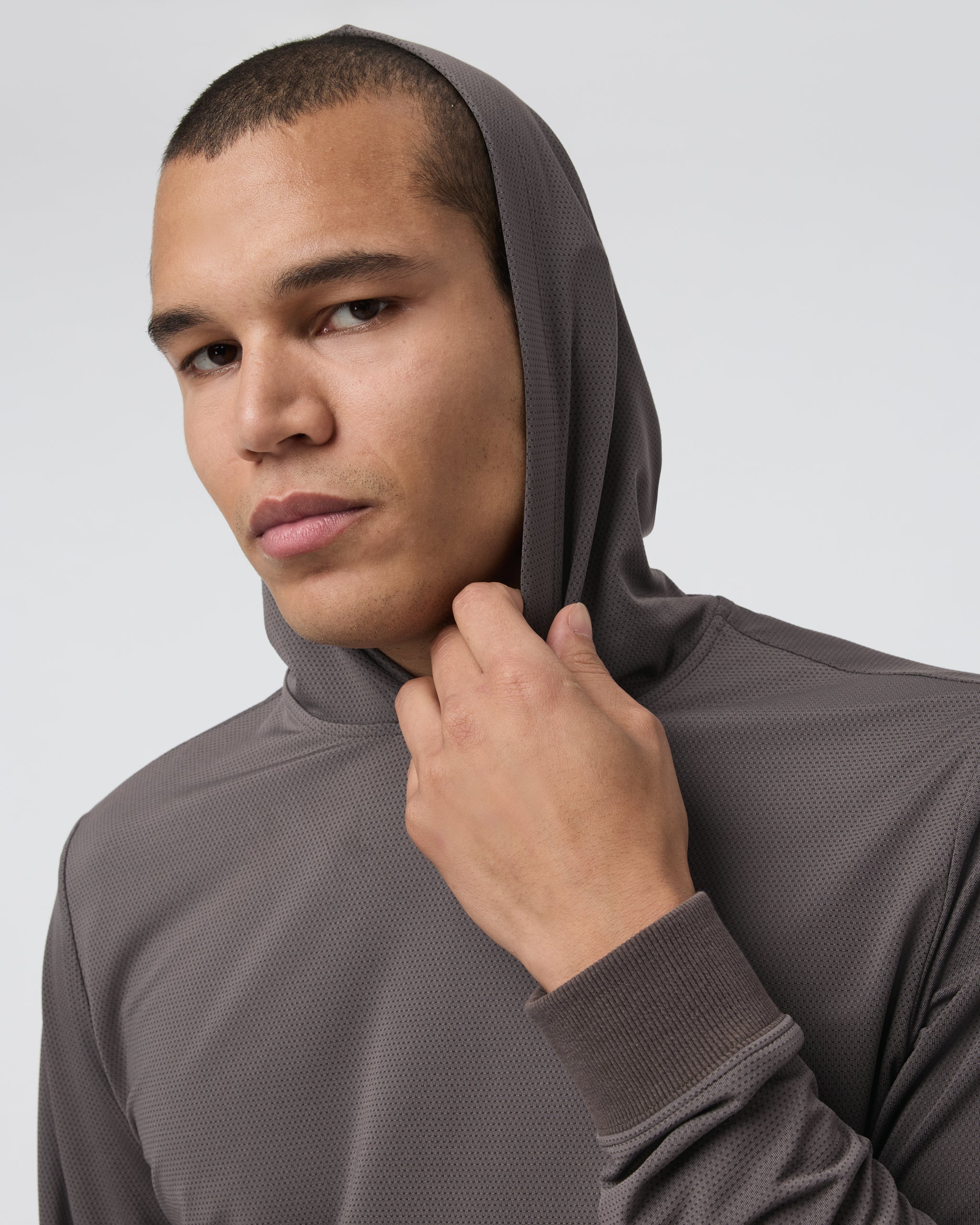 Double Mesh Hoodie | Warm Grey