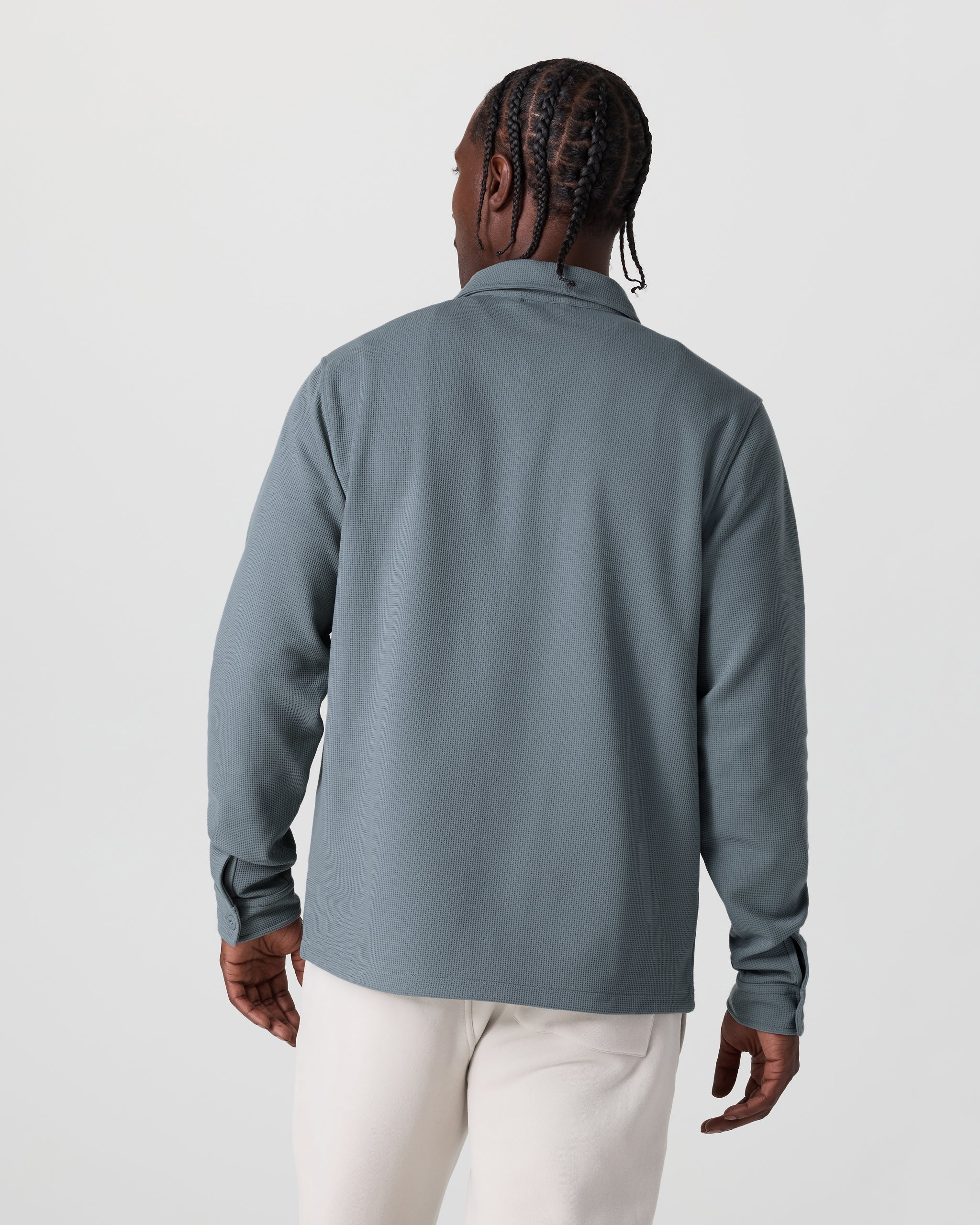 Waffle Shirt Jacket | Dusty Blue