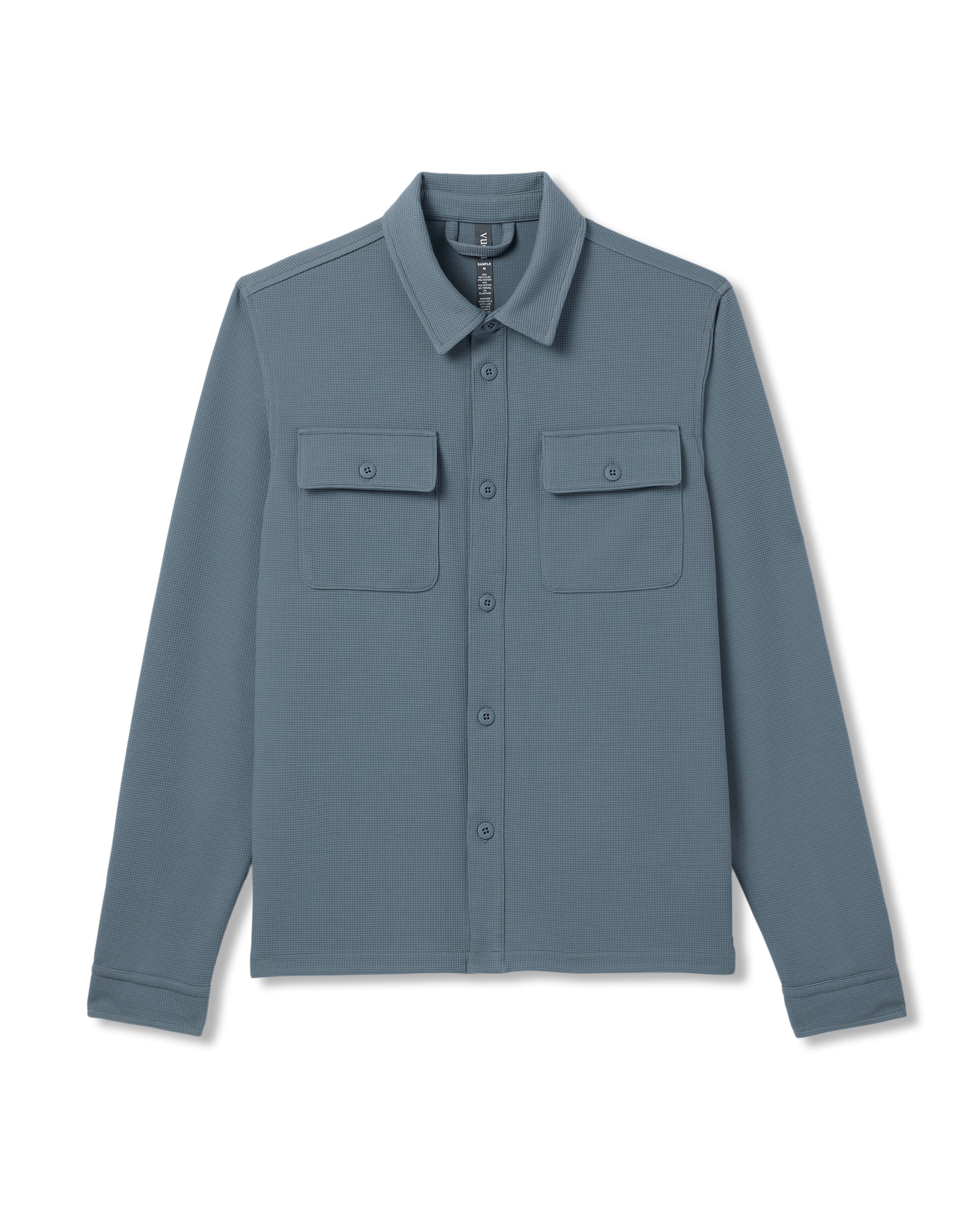 Waffle Shirt Jacket | Dusty Blue
