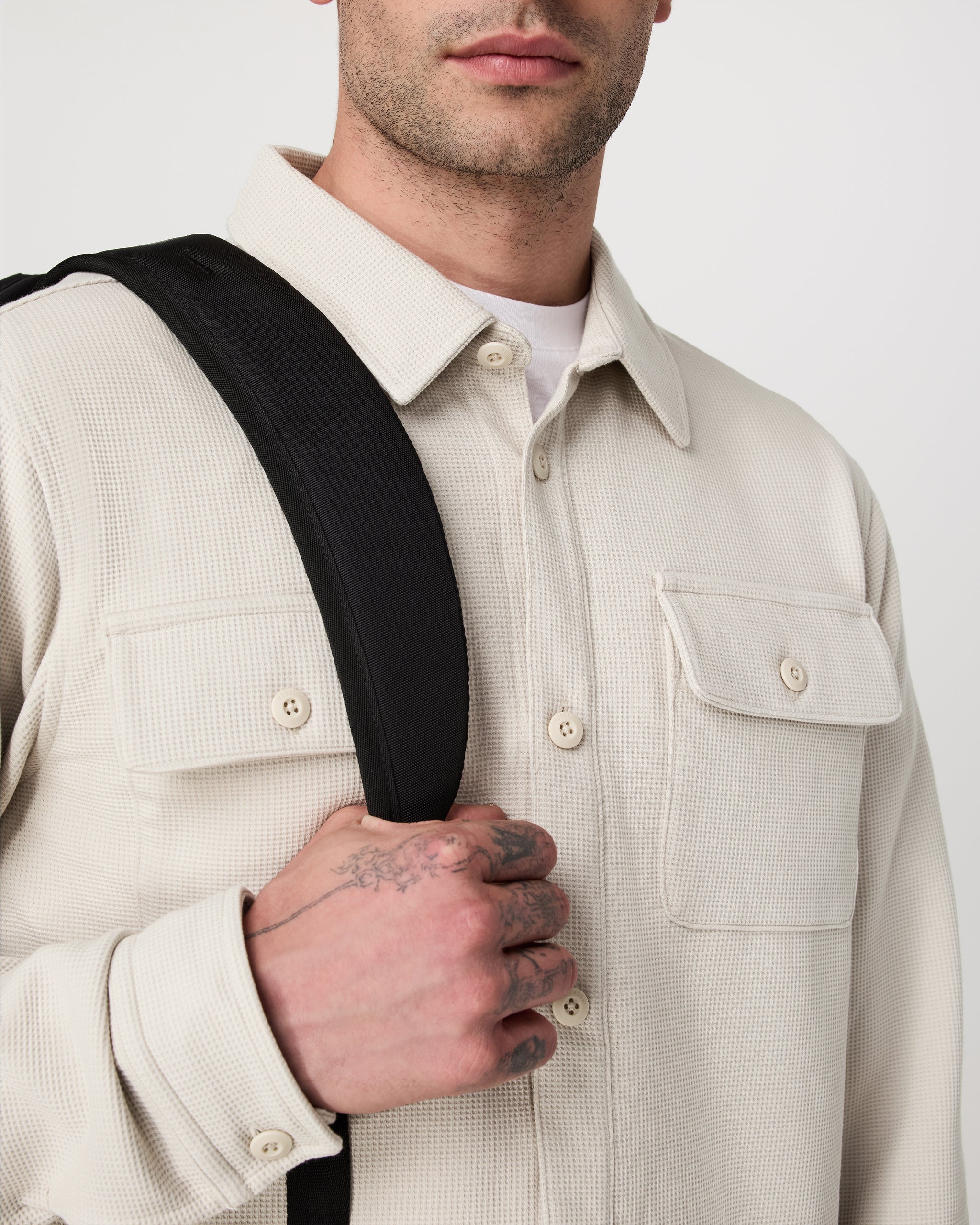 Waffle Shirt Jacket | Mushroom