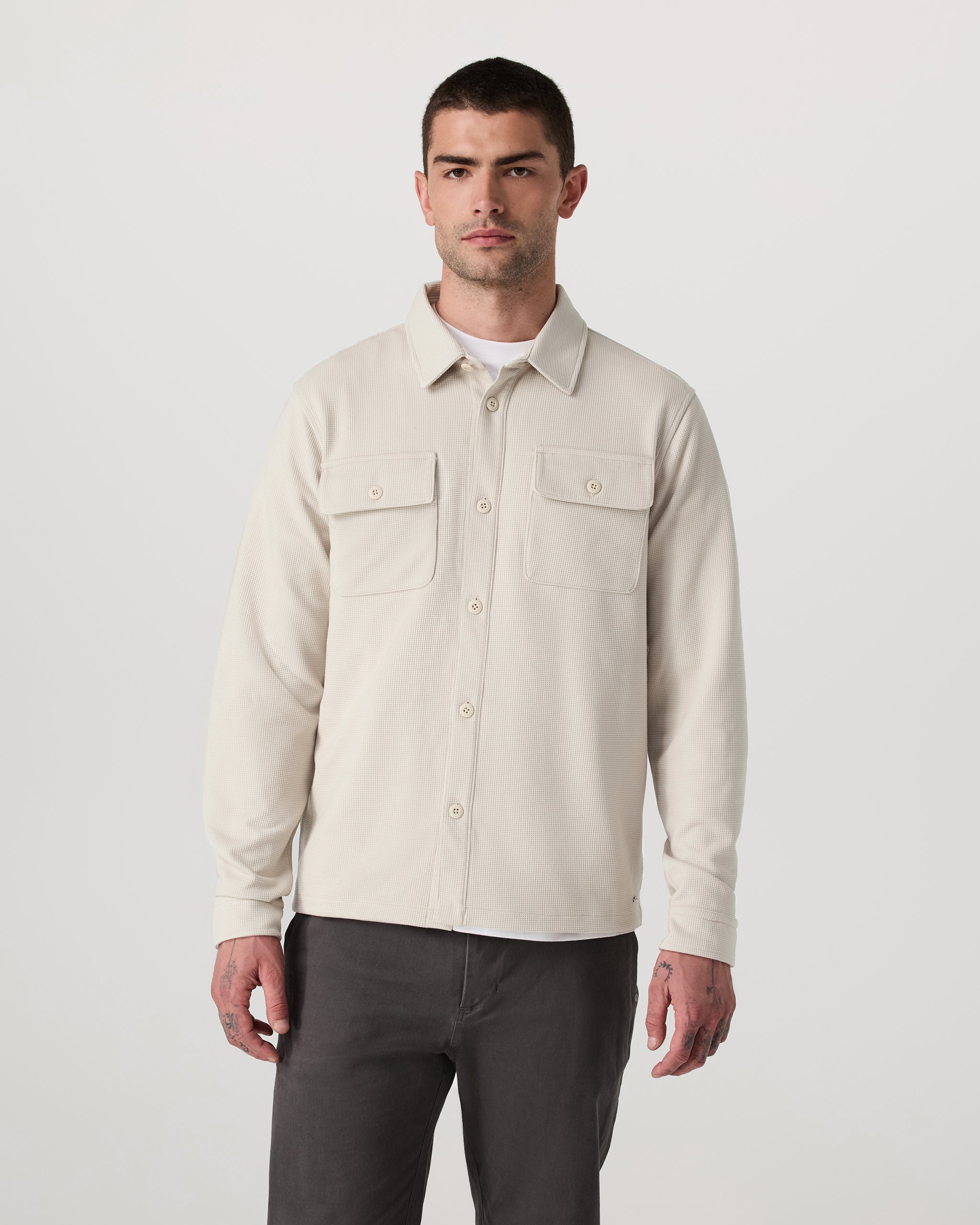 Waffle Shirt Jacket | Mushroom