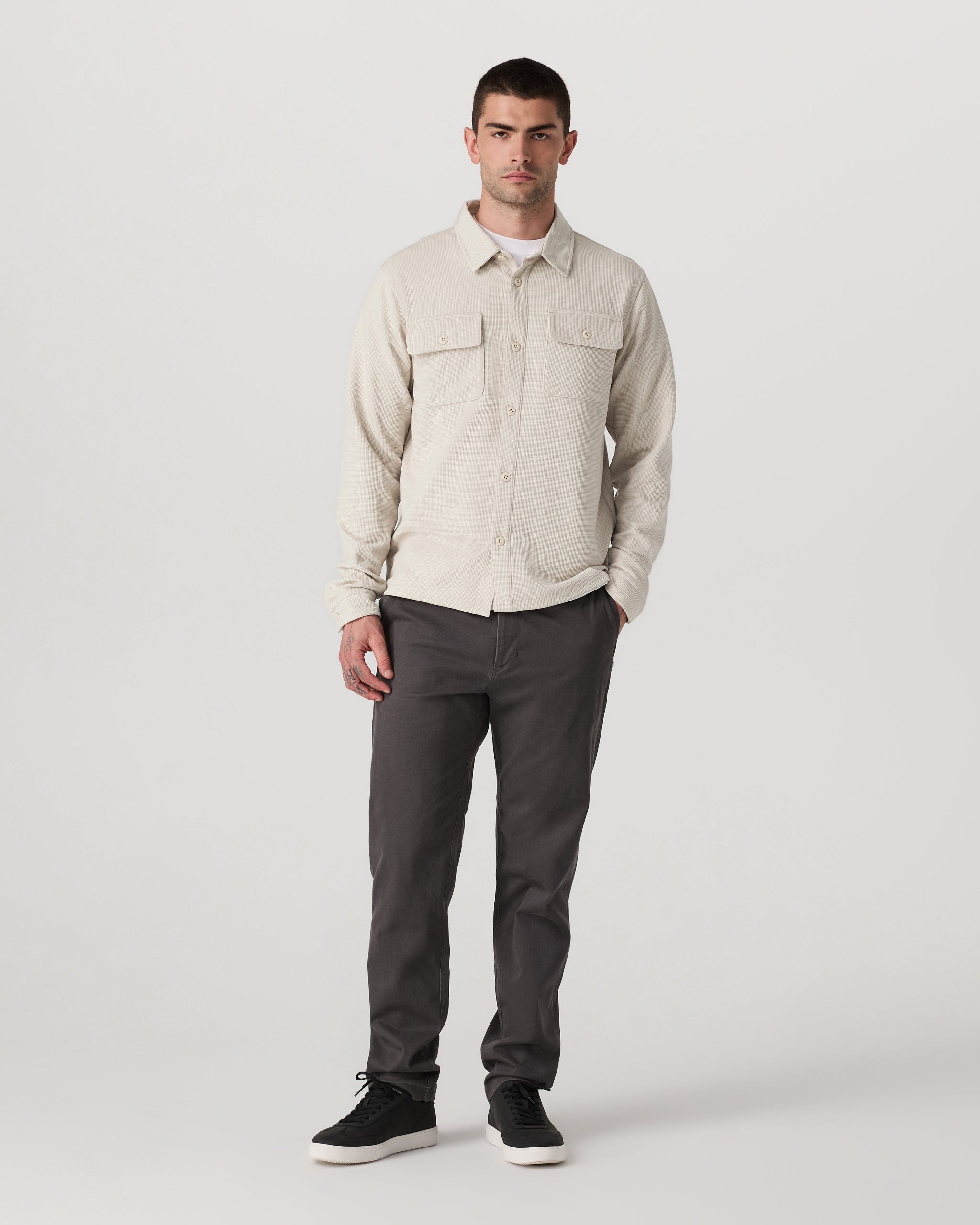 Waffle Shirt Jacket | Mushroom