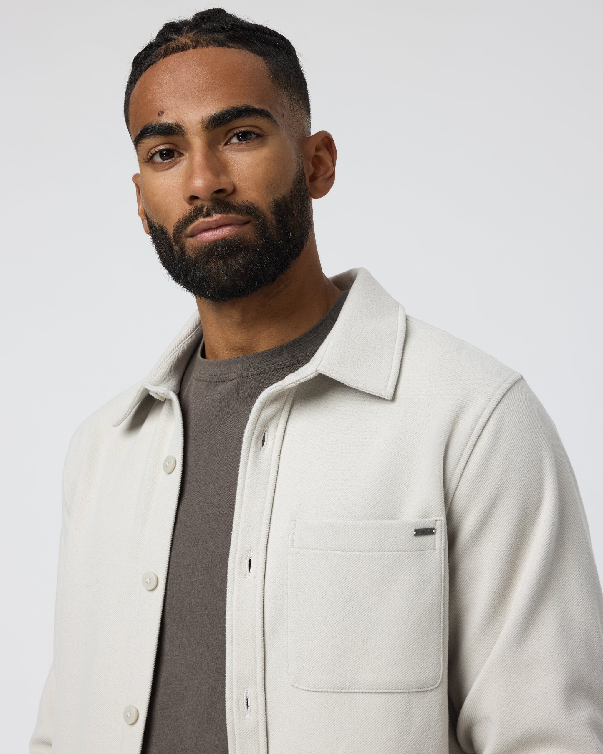 Beldon Shirt Jacket Knit Twill | Oatmeal