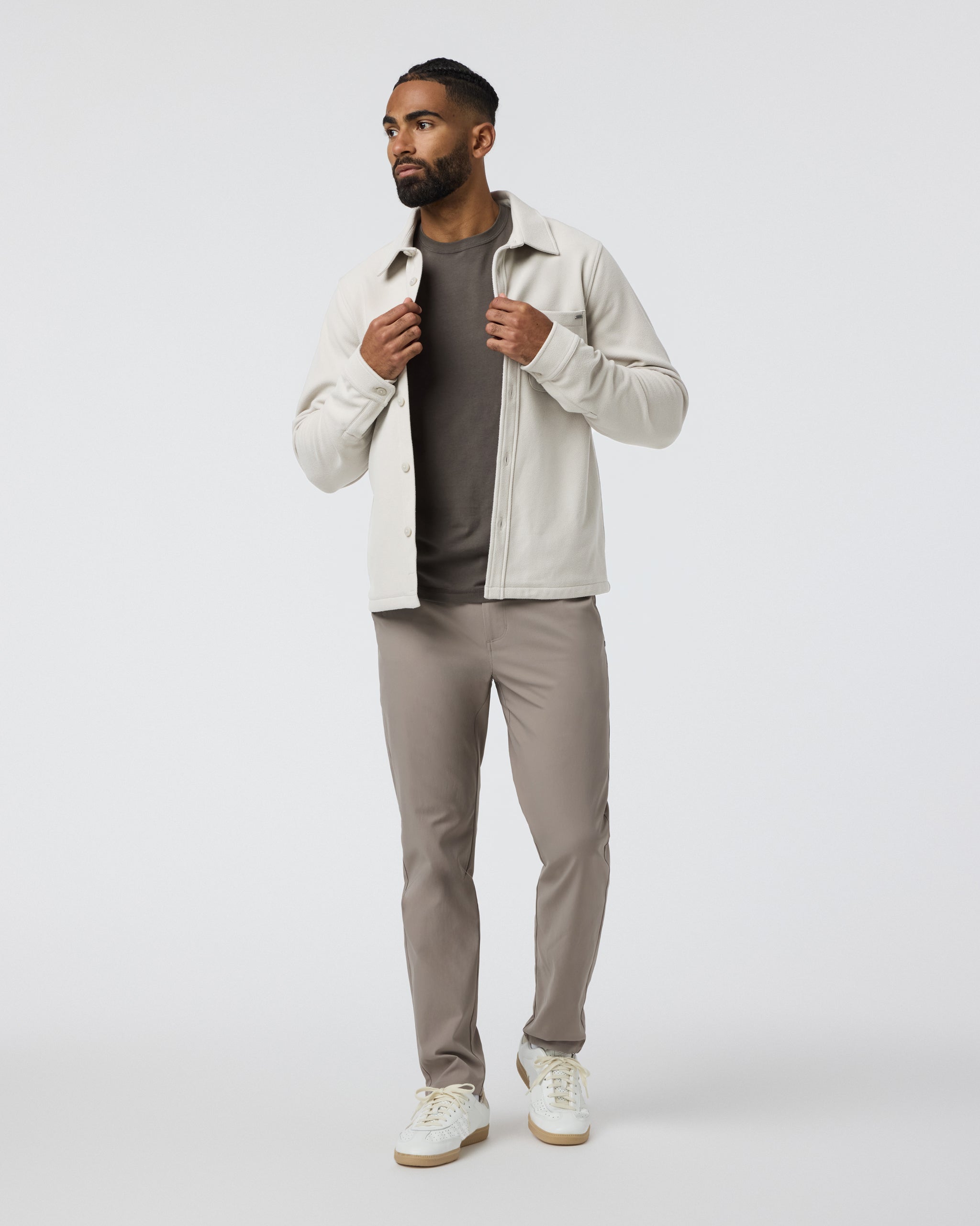Beldon Shirt Jacket Knit Twill | Oatmeal