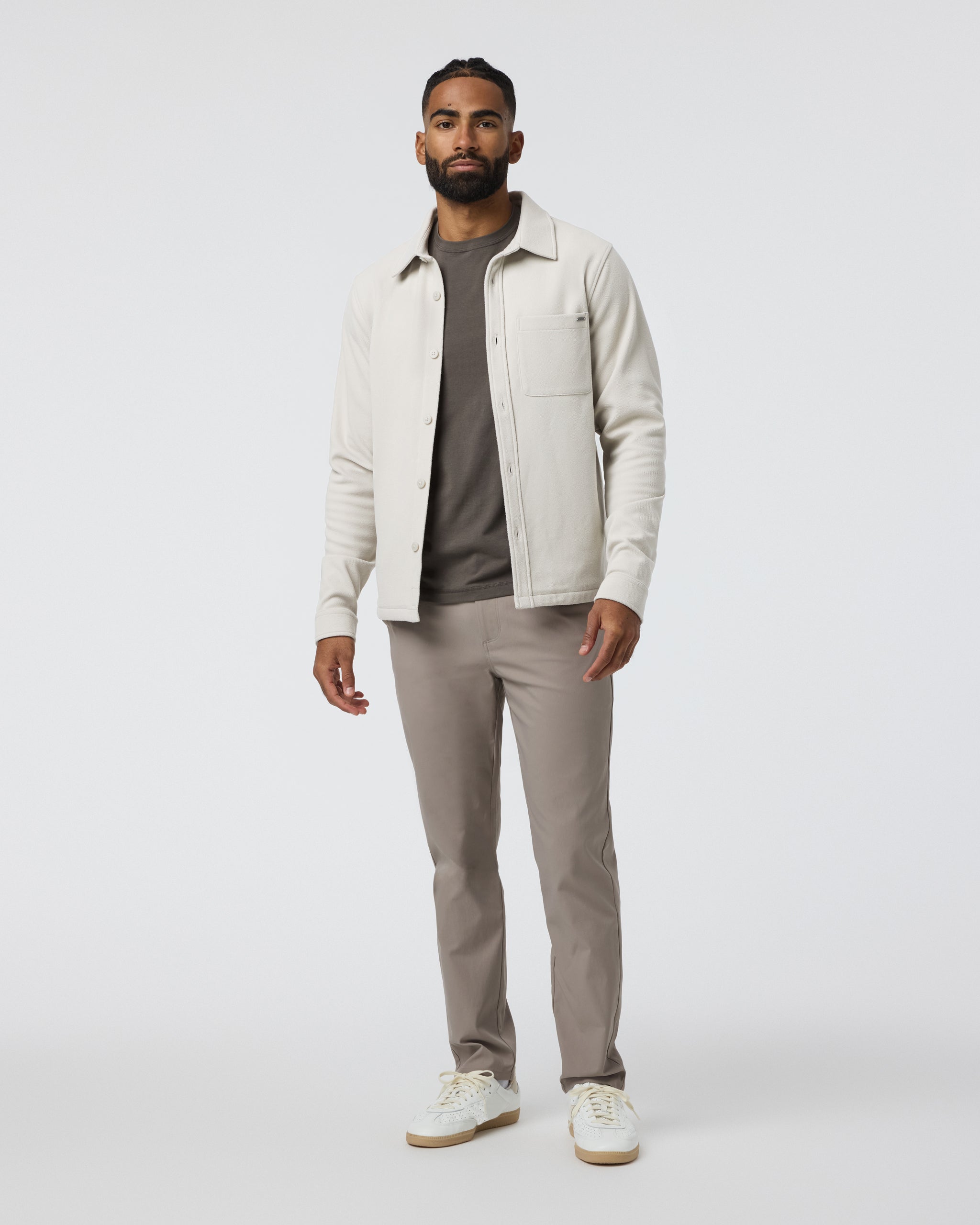 Beldon Shirt Jacket Knit Twill | Oatmeal