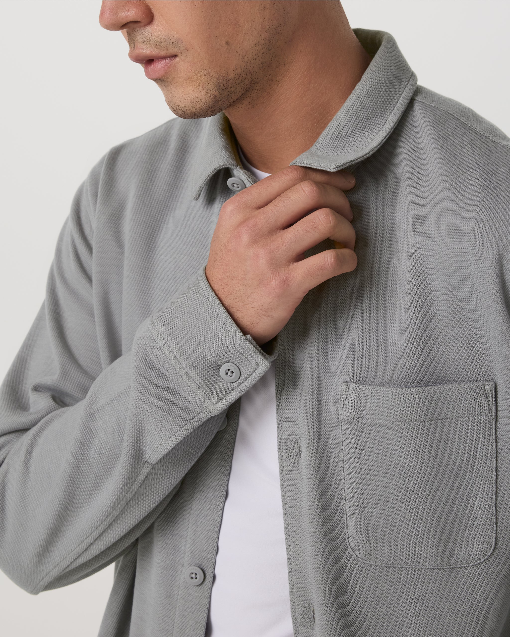 Long Sleeve Jeffreys Button Down Overshirt | Grey