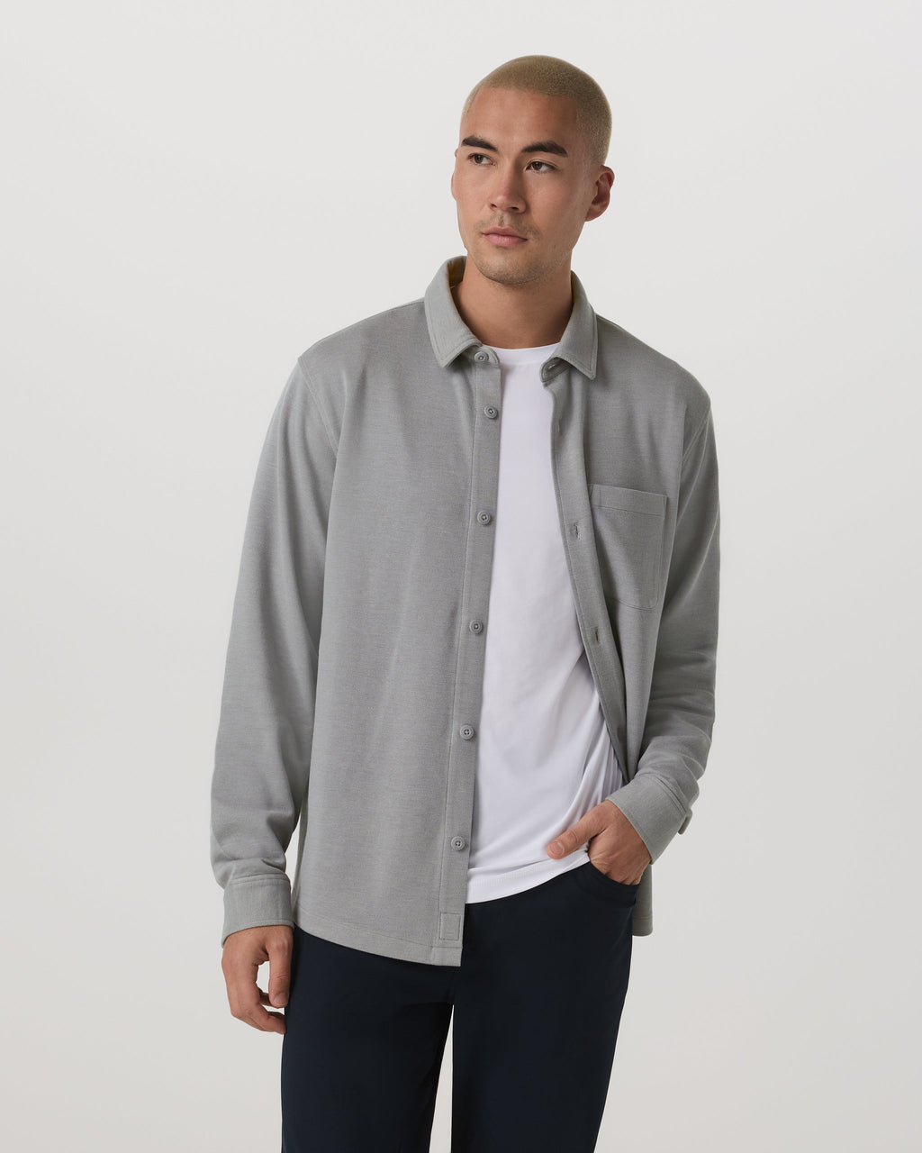 Long Sleeve Jeffreys Button Down Overshirt | Grey