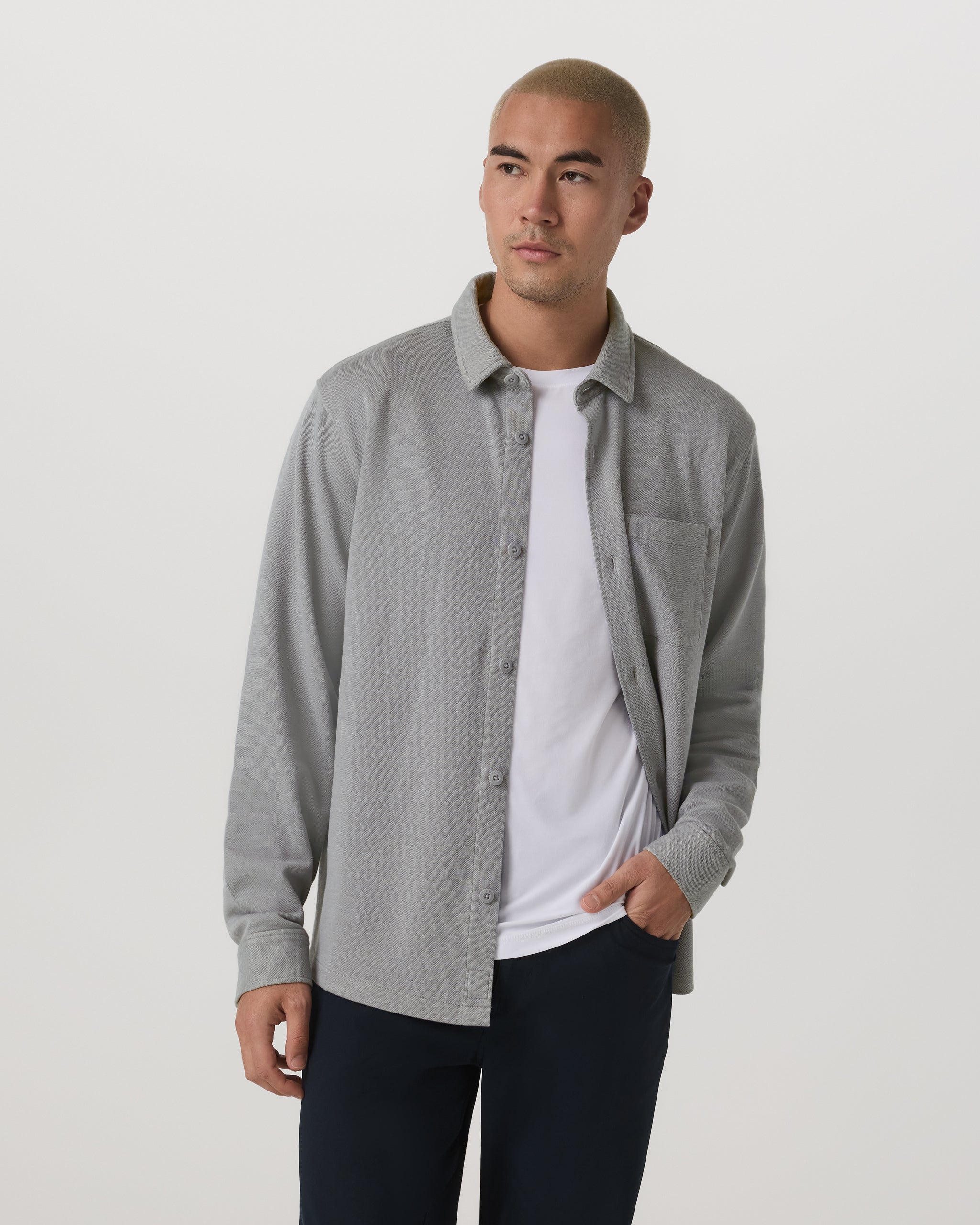 Long Sleeve Jeffreys Button Down Overshirt | Grey