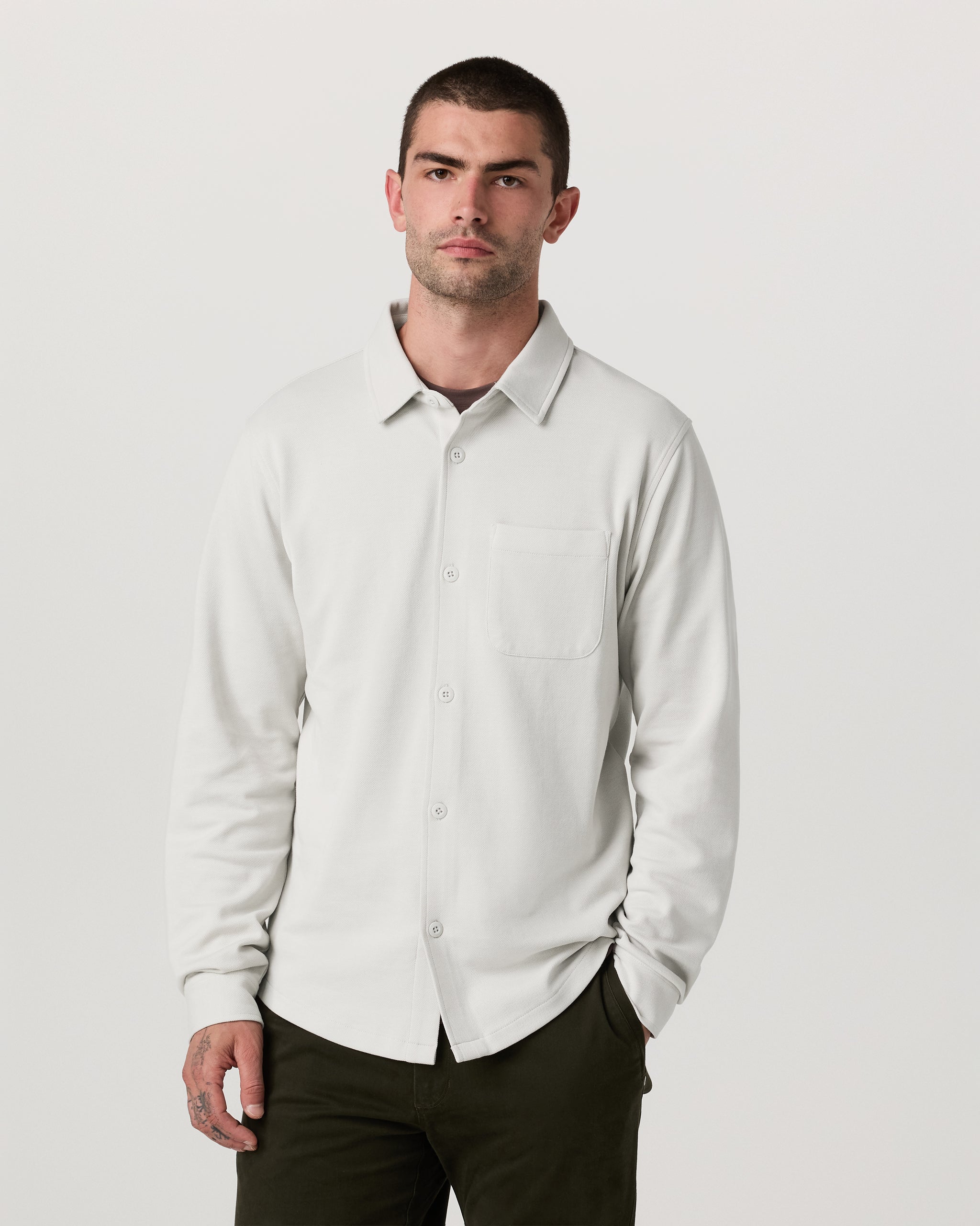 Long Sleeve Jeffreys Button Down Overshirt | Winter Grey Heather