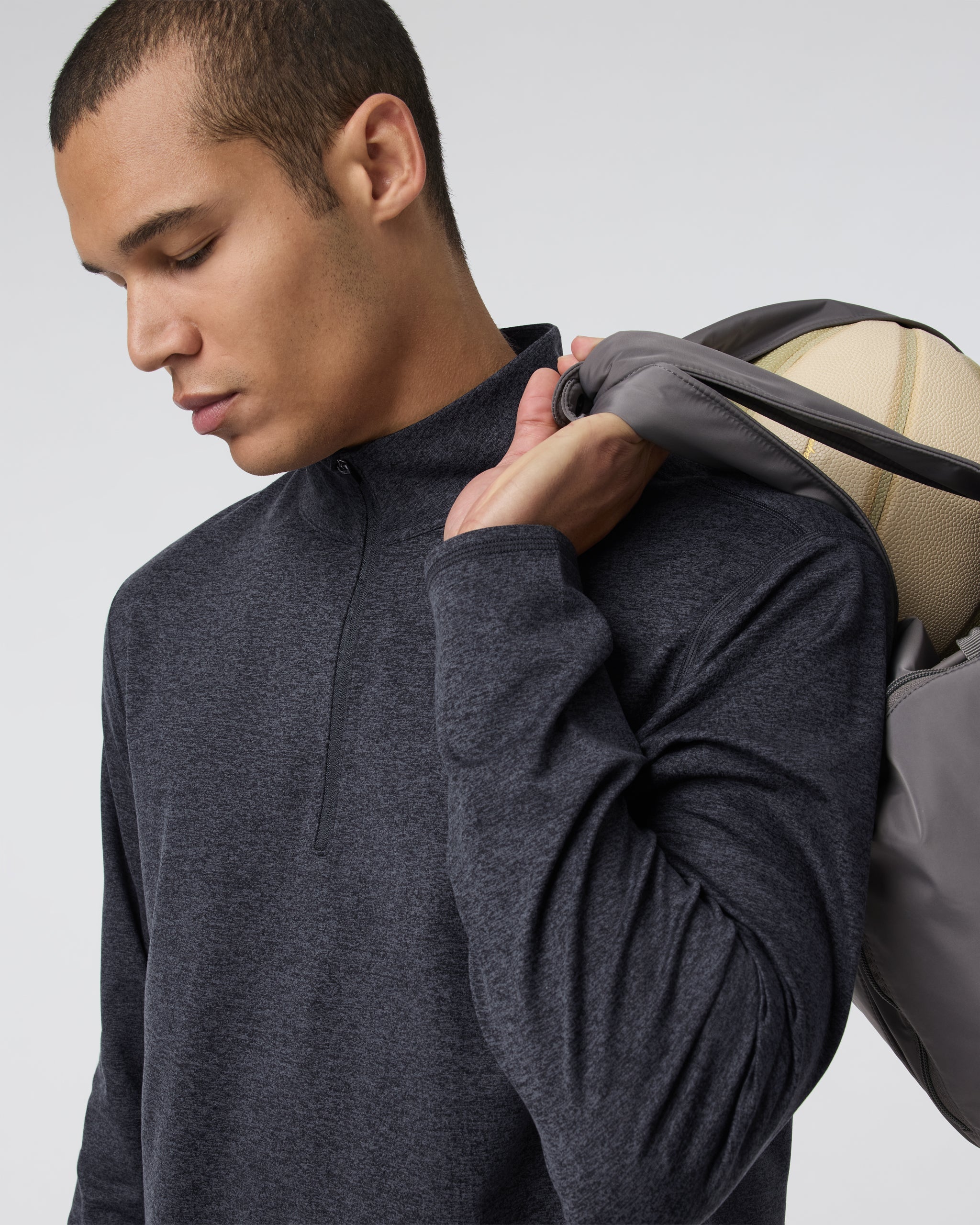 Ponto Half Zip Mock Neck | Charcoal Heather