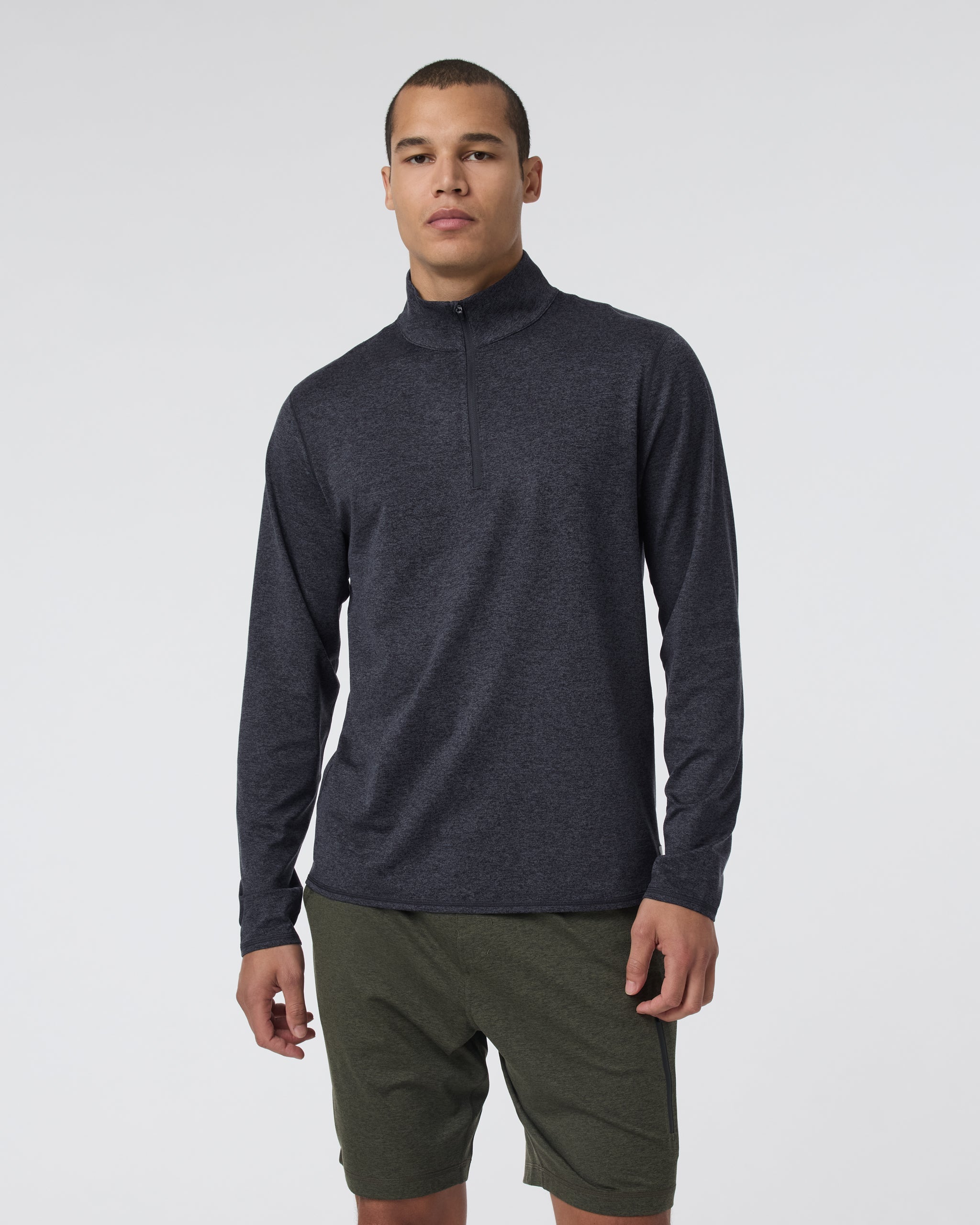 Ponto Half Zip Mock Neck | Charcoal Heather
