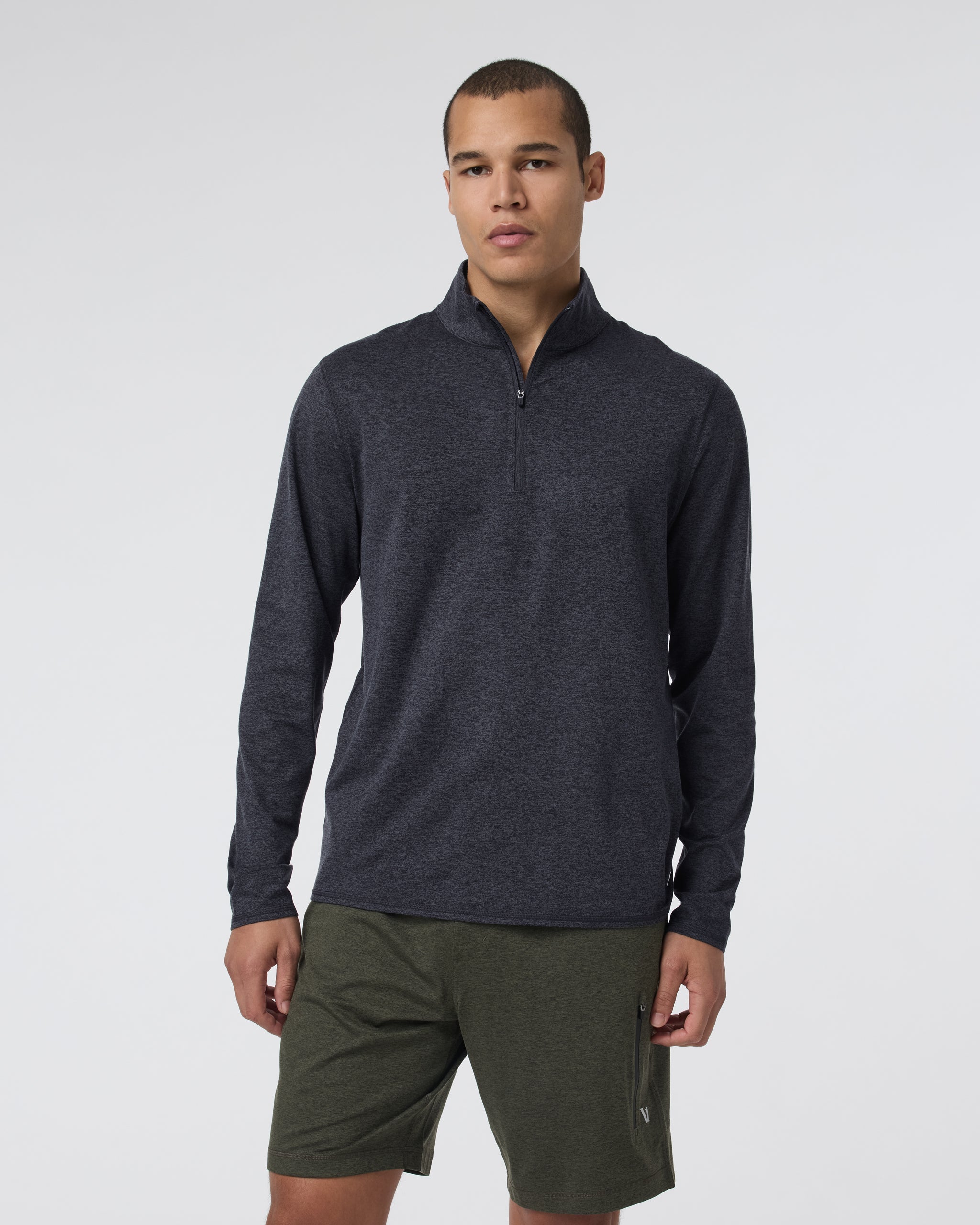 Ponto Half Zip Mock Neck | Charcoal Heather