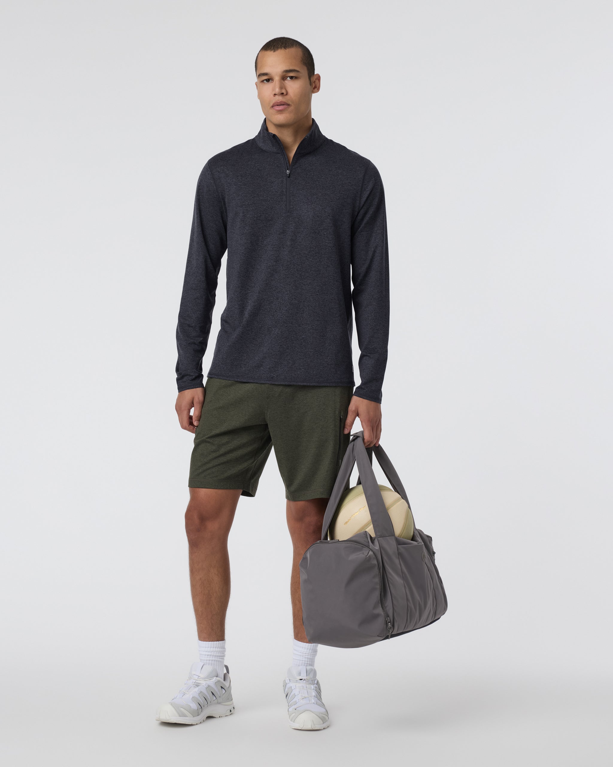 Ponto Half Zip Mock Neck | Charcoal Heather