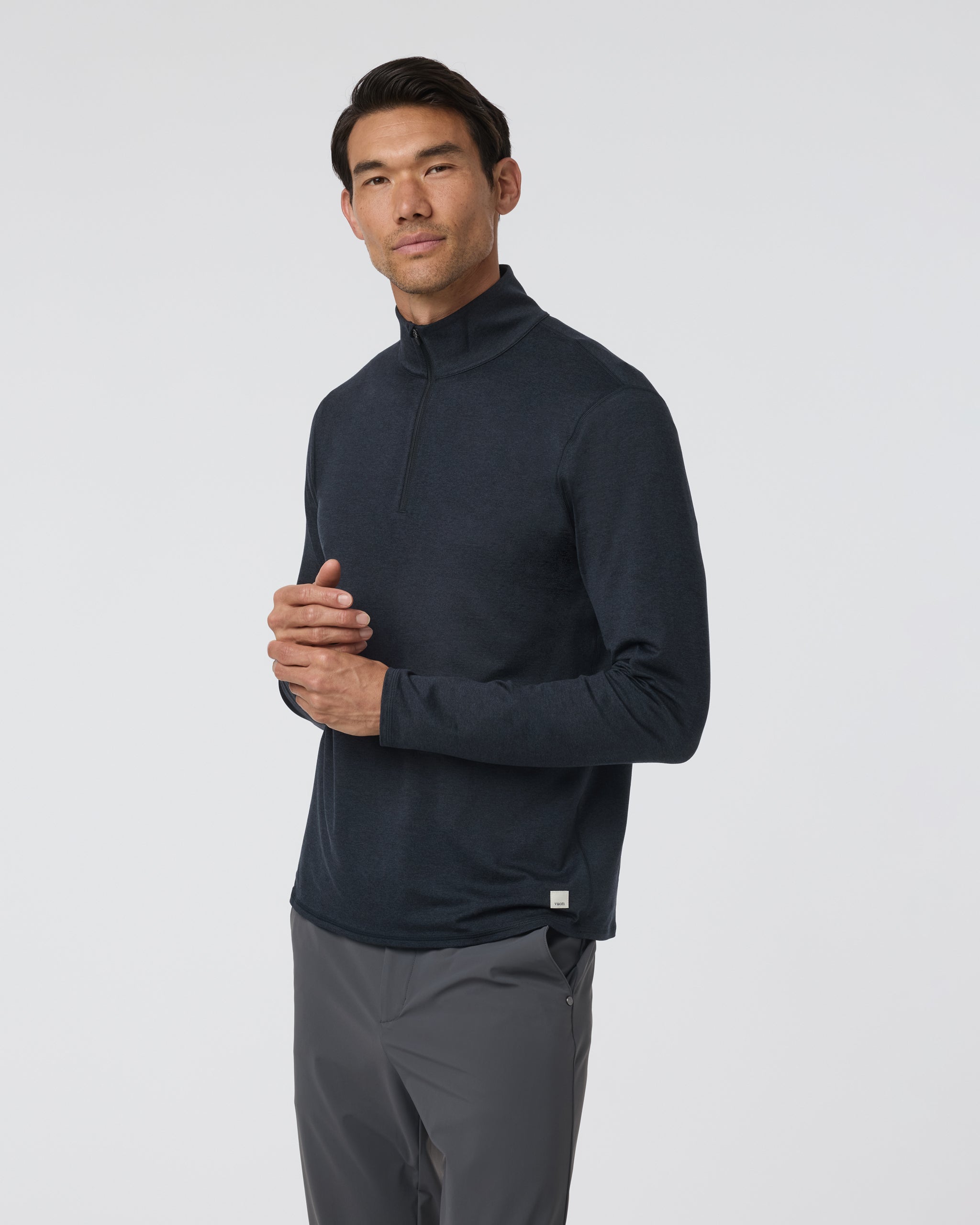 Ponto Half Zip Mock Neck | Ink Heather