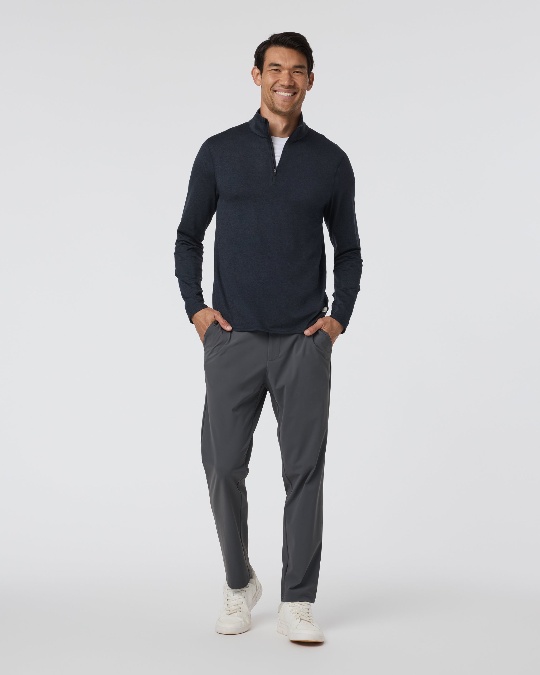 Ponto Half Zip Mock Neck | Ink Heather