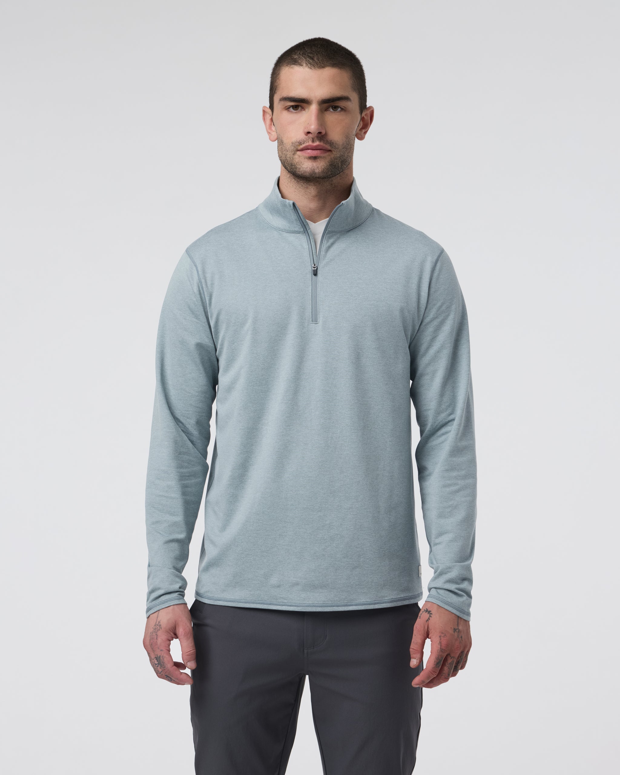 Ponto Half Zip Mock Neck | Dusty Blue Heather
