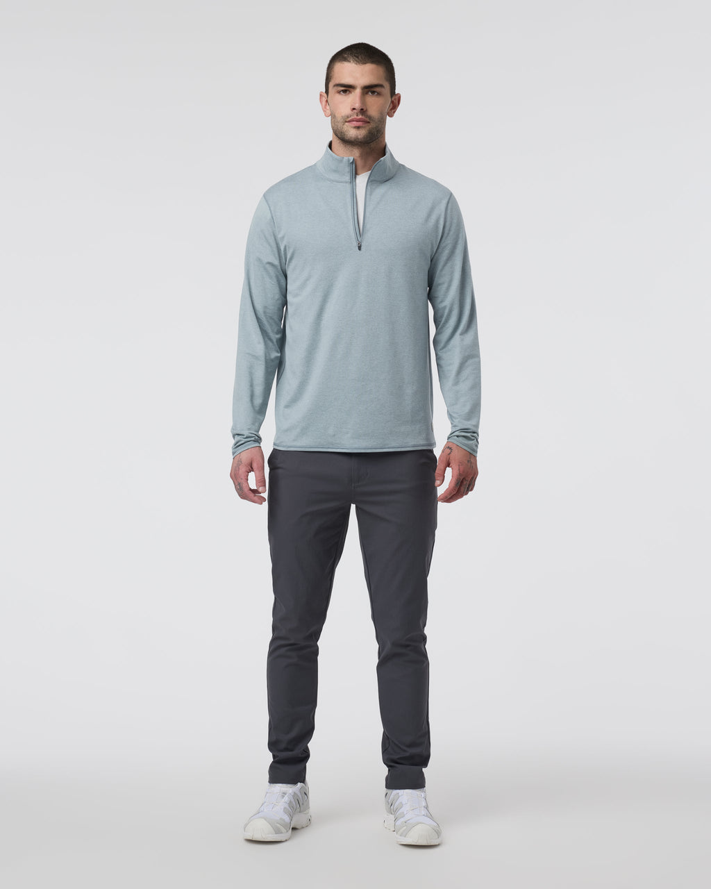 Ponto Half Zip Mock Neck | Dusty Blue Heather