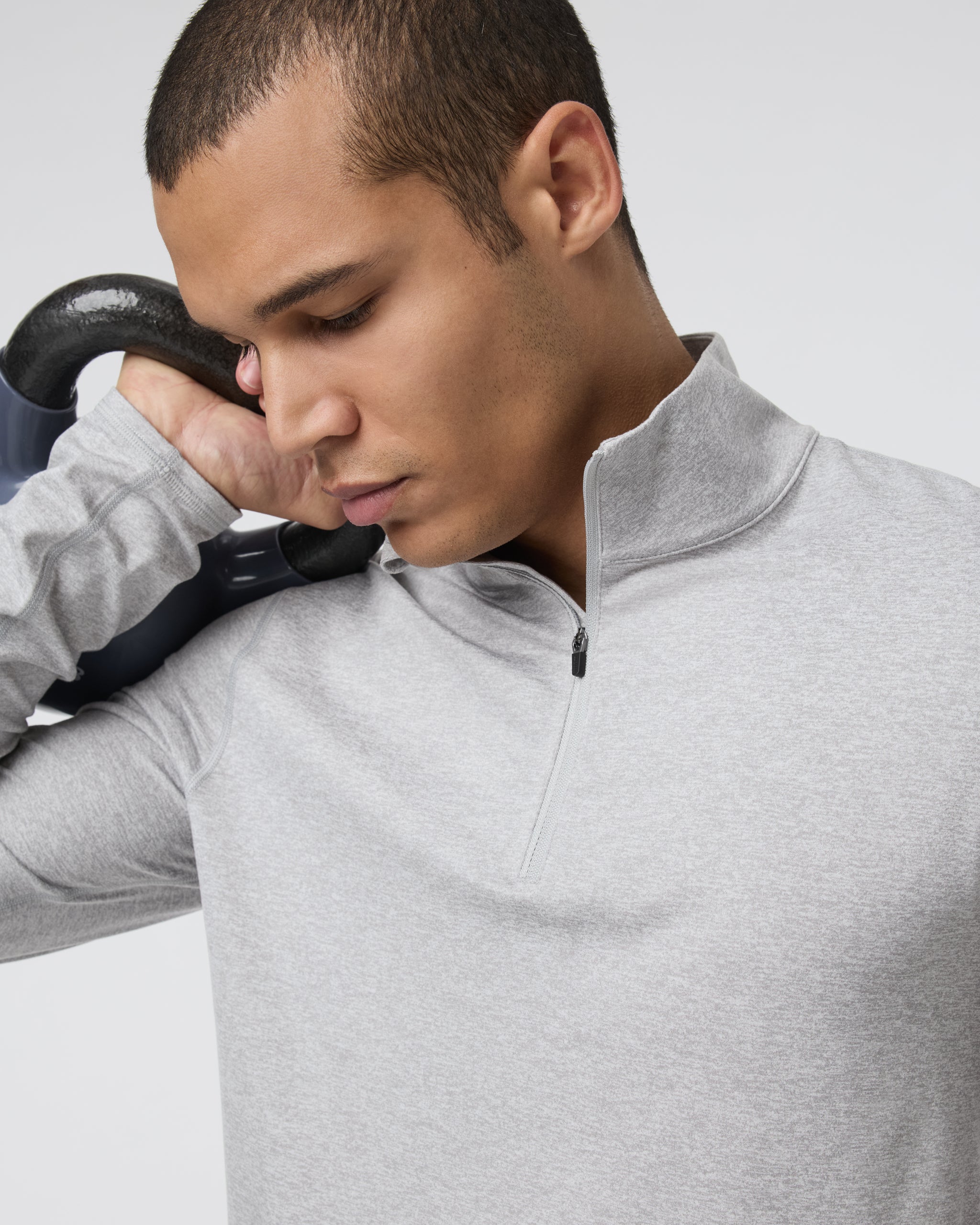 Ponto Half Zip Mock Neck | Light Heather Grey