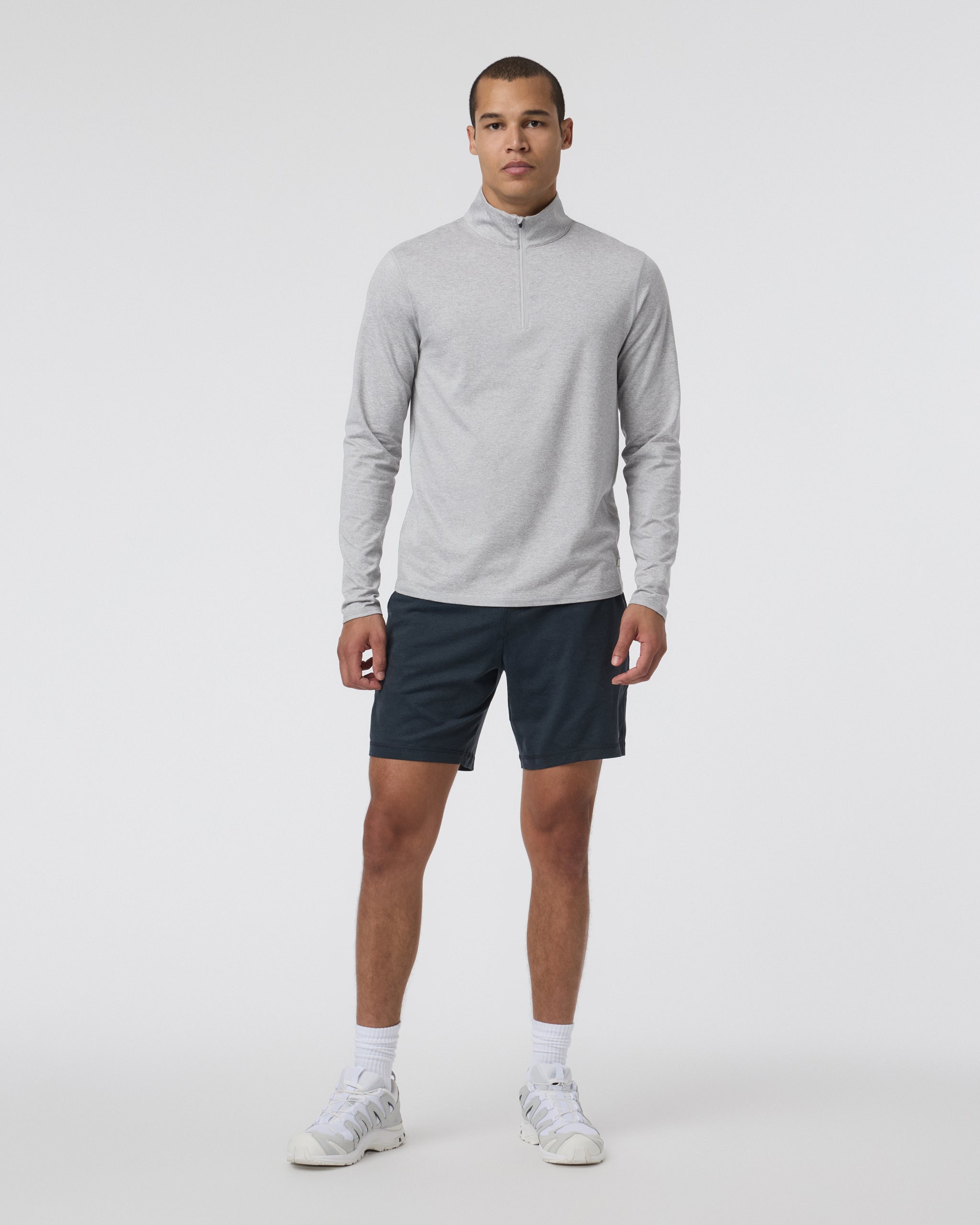 Ponto Half Zip Mock Neck | Light Heather Grey