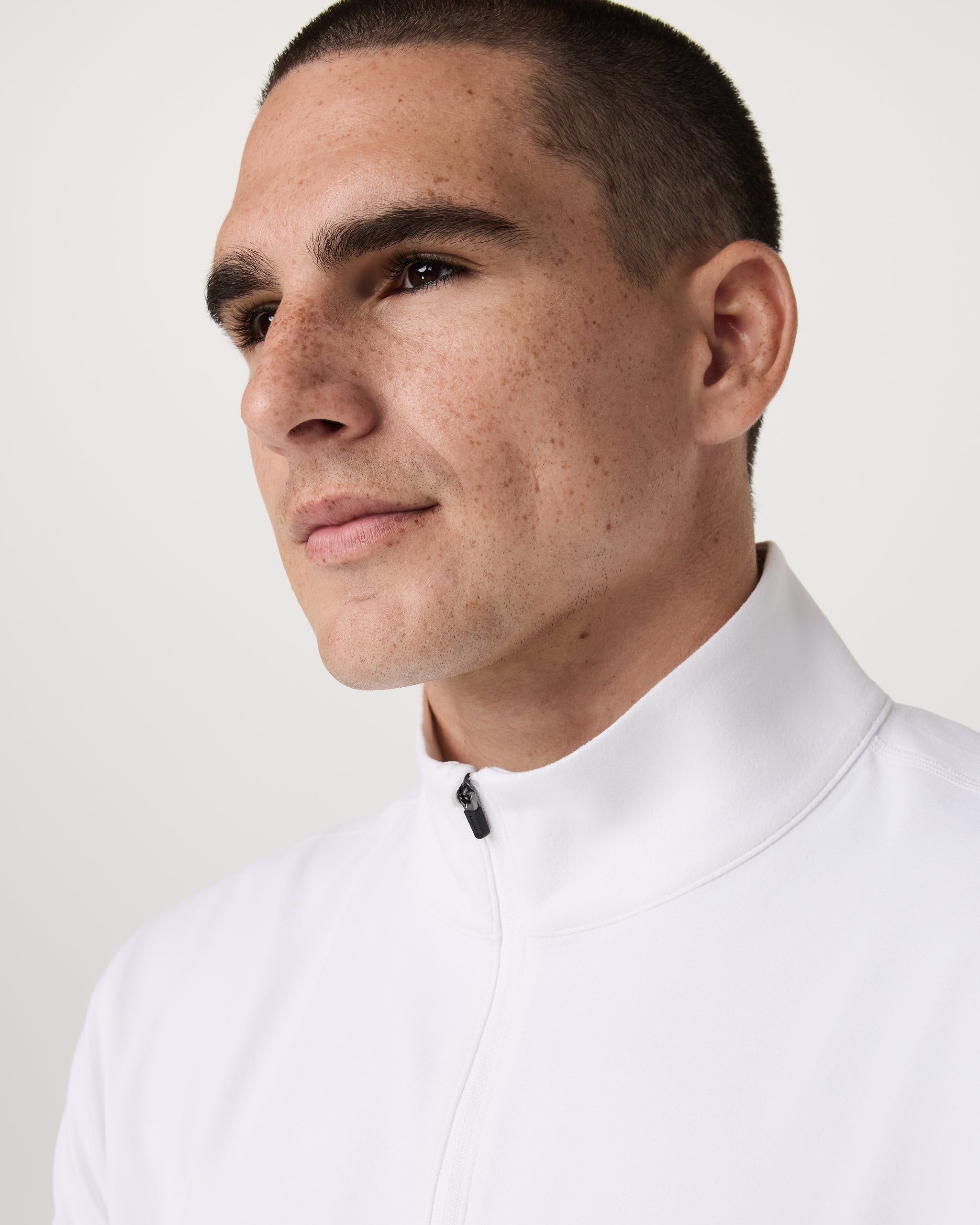 Ponto Half Zip Mock Neck | White