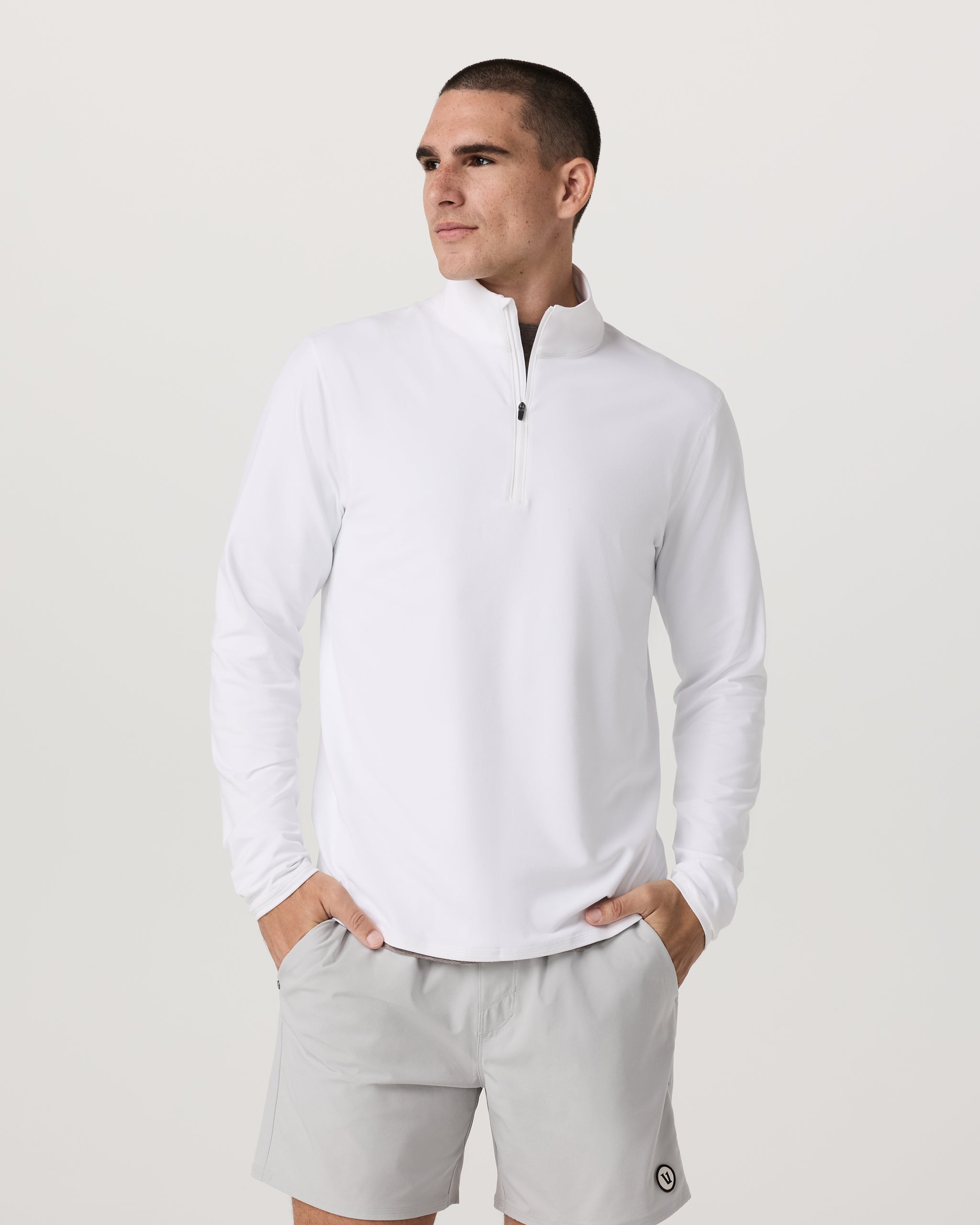 Ponto Half Zip Mock Neck | White