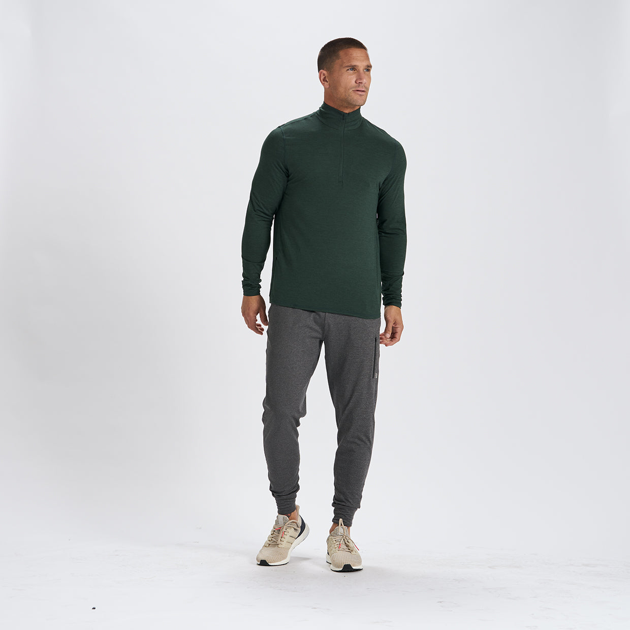Ease Performance Half Zip | Blackened Green Heather