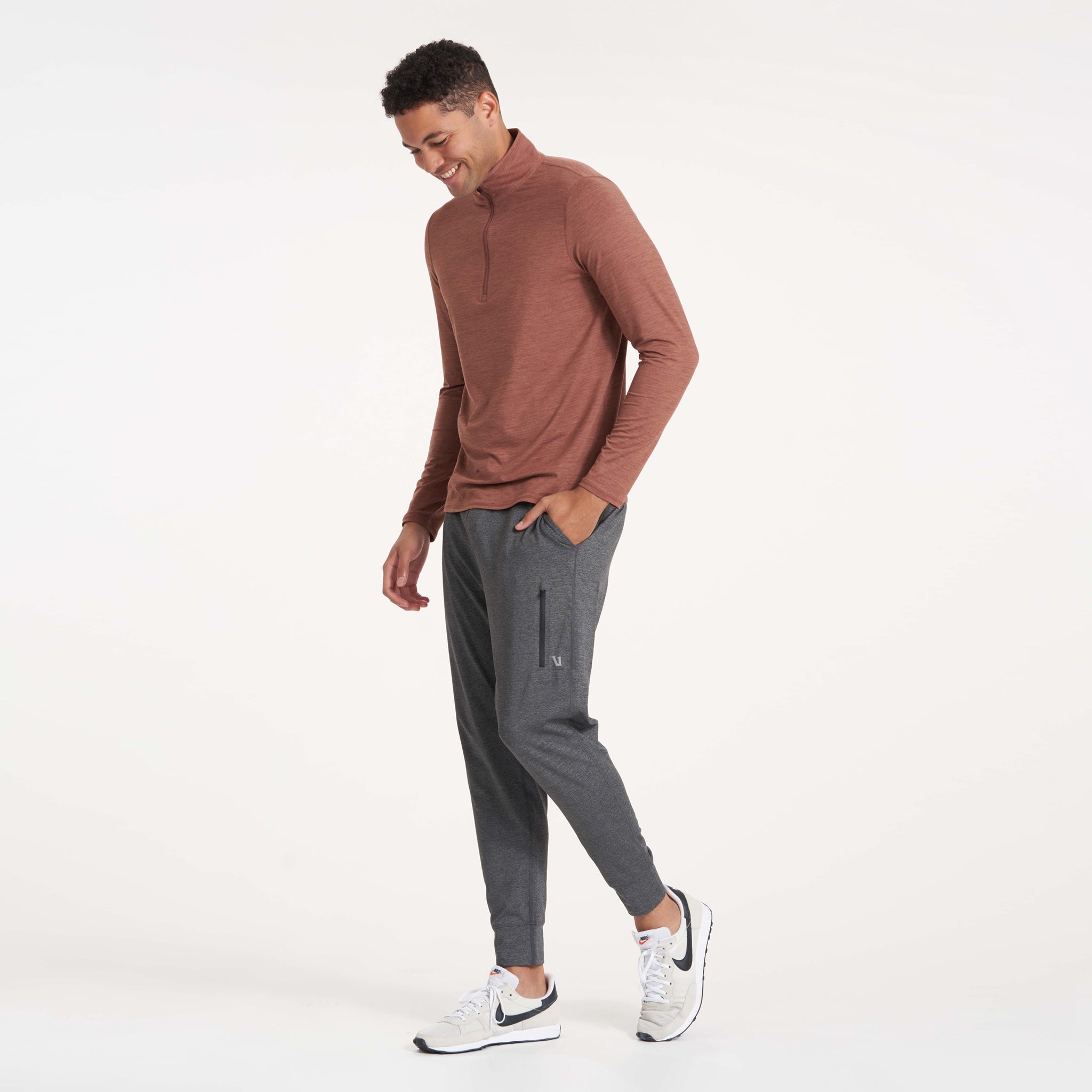 Ease Performance Half Zip | Dark Terracotta Heather