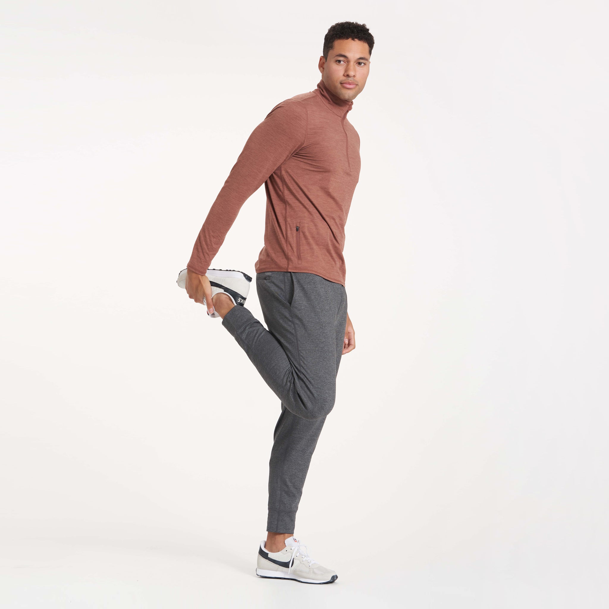Ease Performance Half Zip | Dark Terracotta Heather
