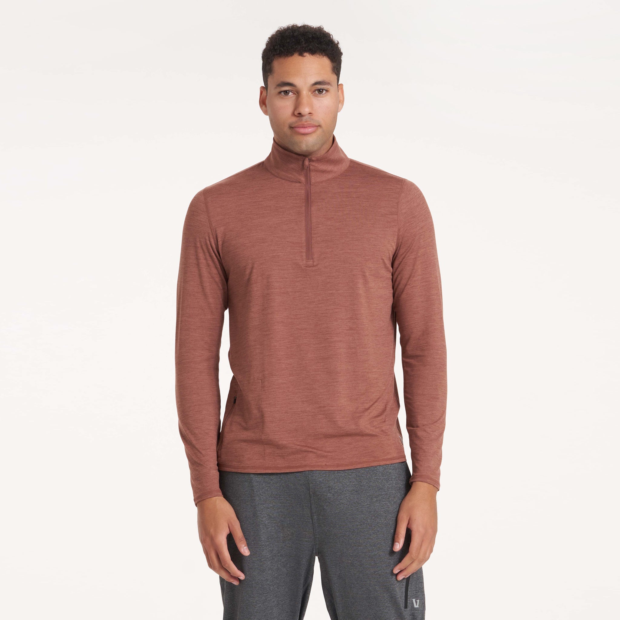 Ease Performance Half Zip | Dark Terracotta Heather