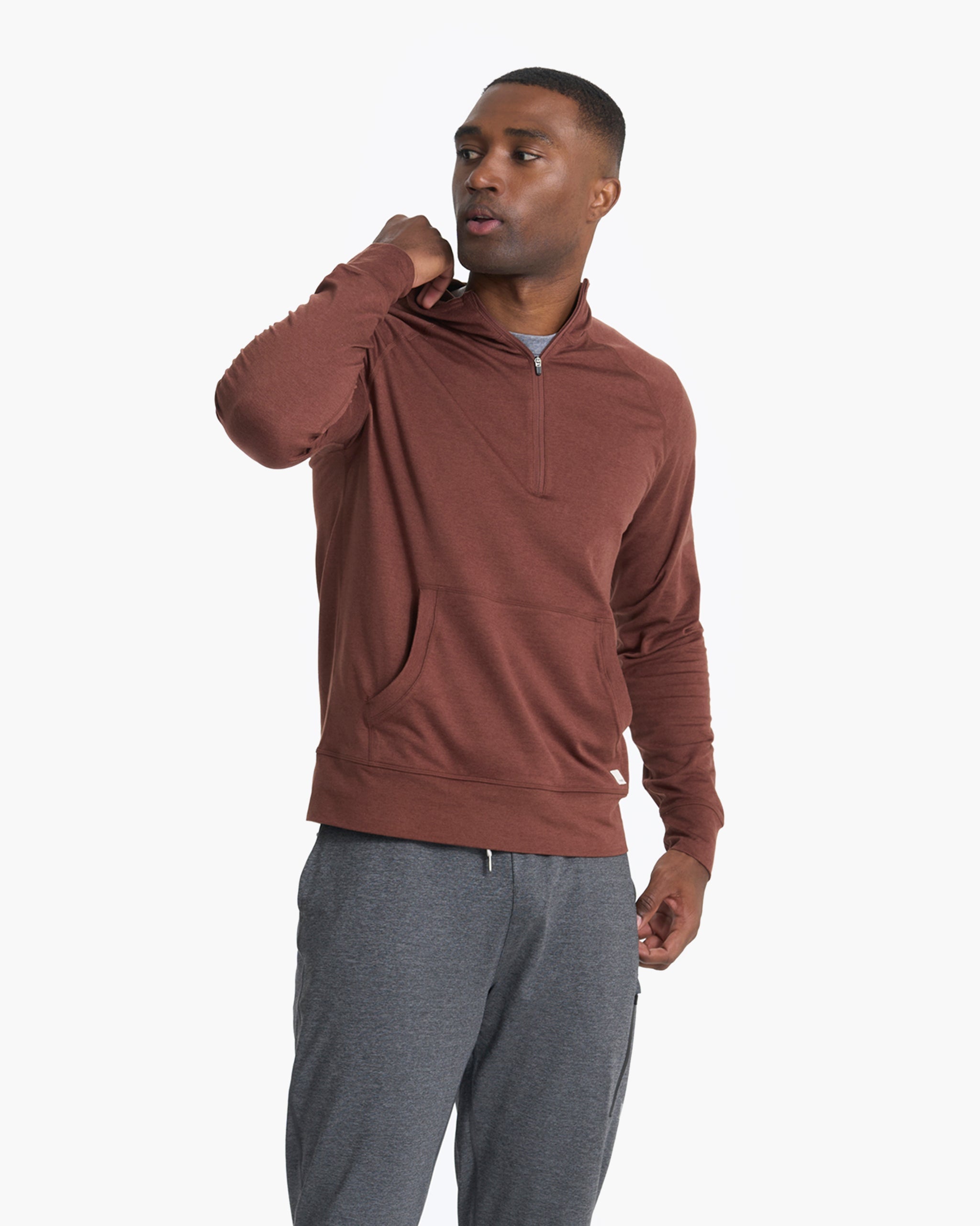 Ponto Performance Half Zip Hoodie | Cedar Heather