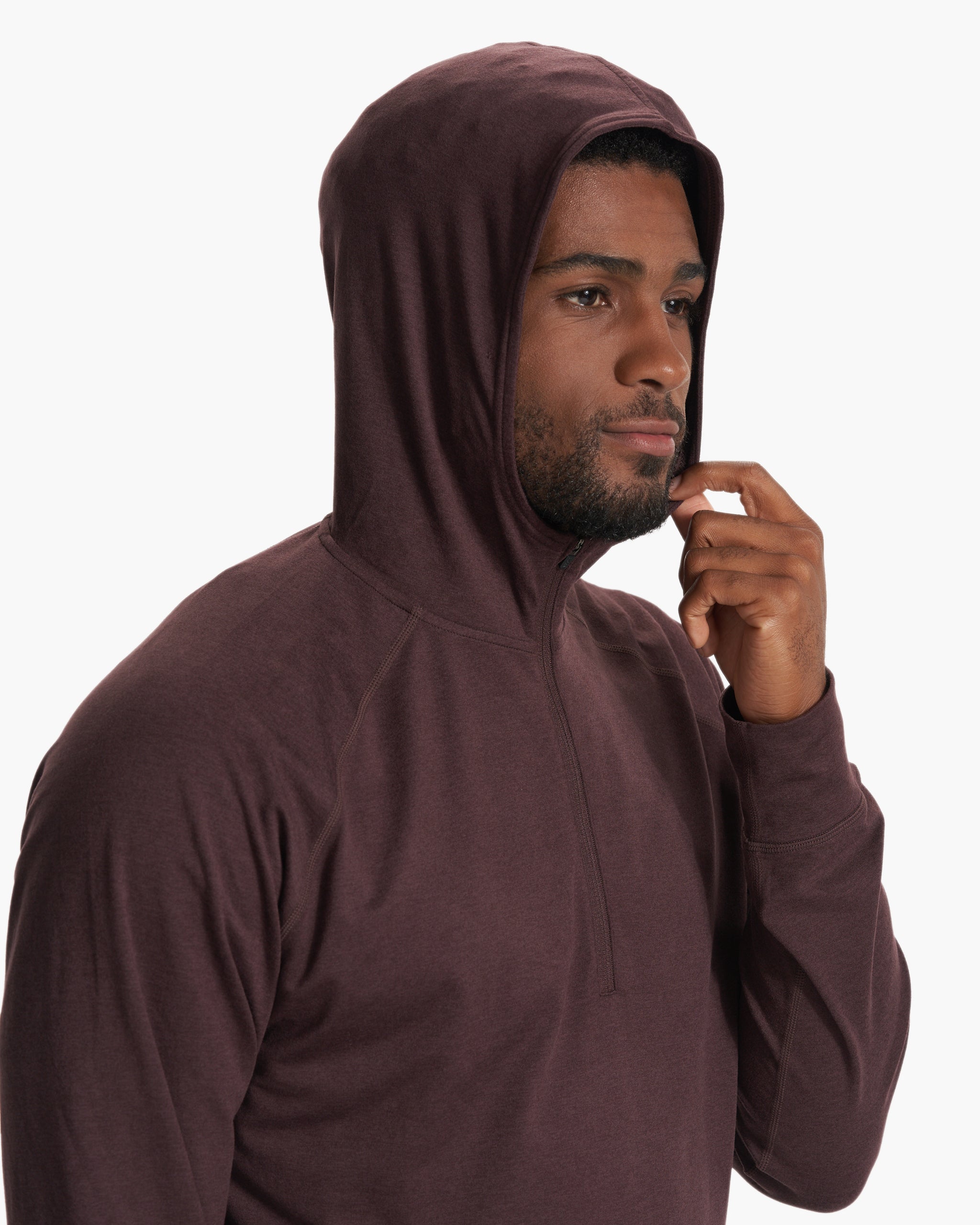Ponto Performance Half Zip Hoodie | Mahogany Heather
