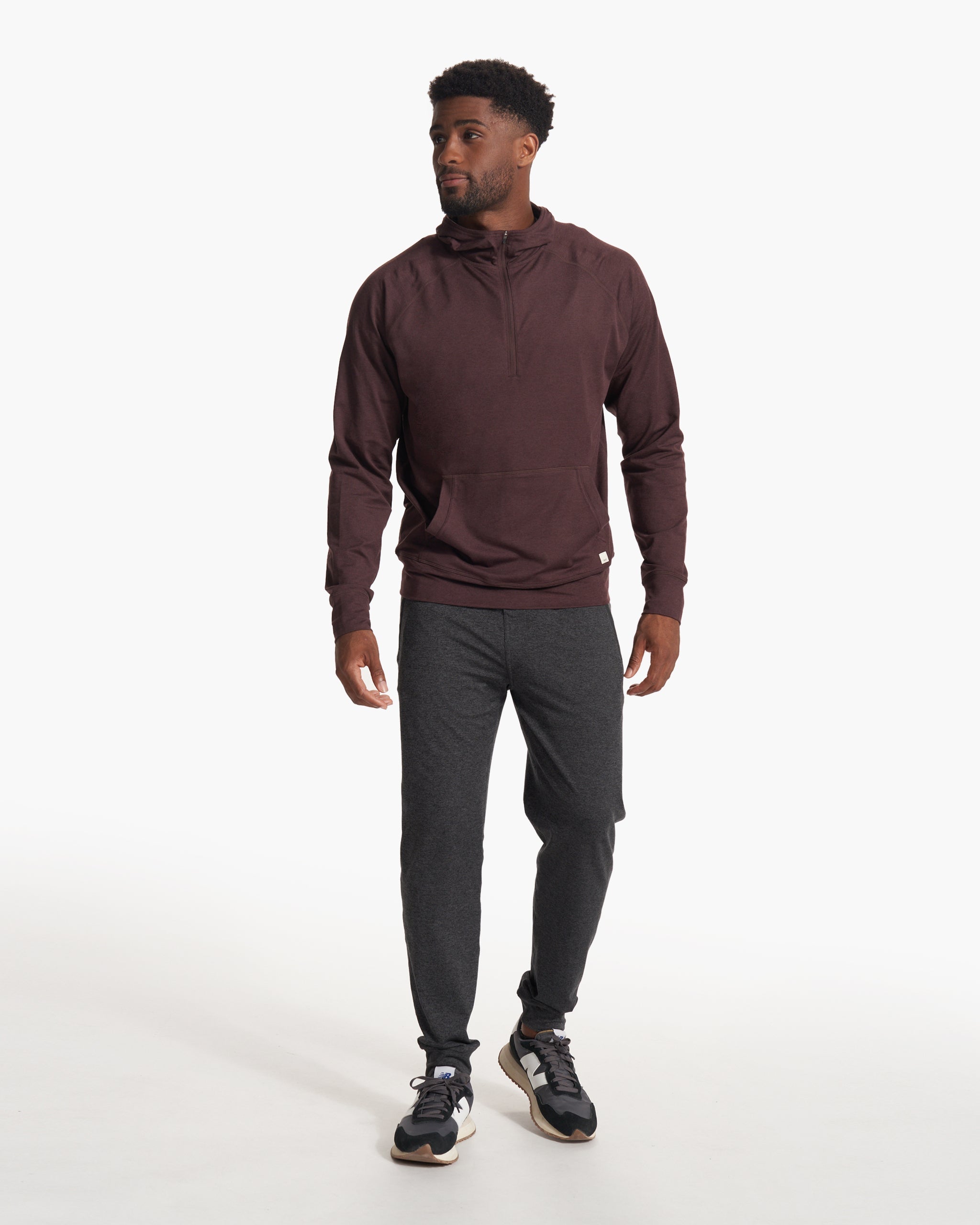 Ponto Performance Half Zip Hoodie | Mahogany Heather