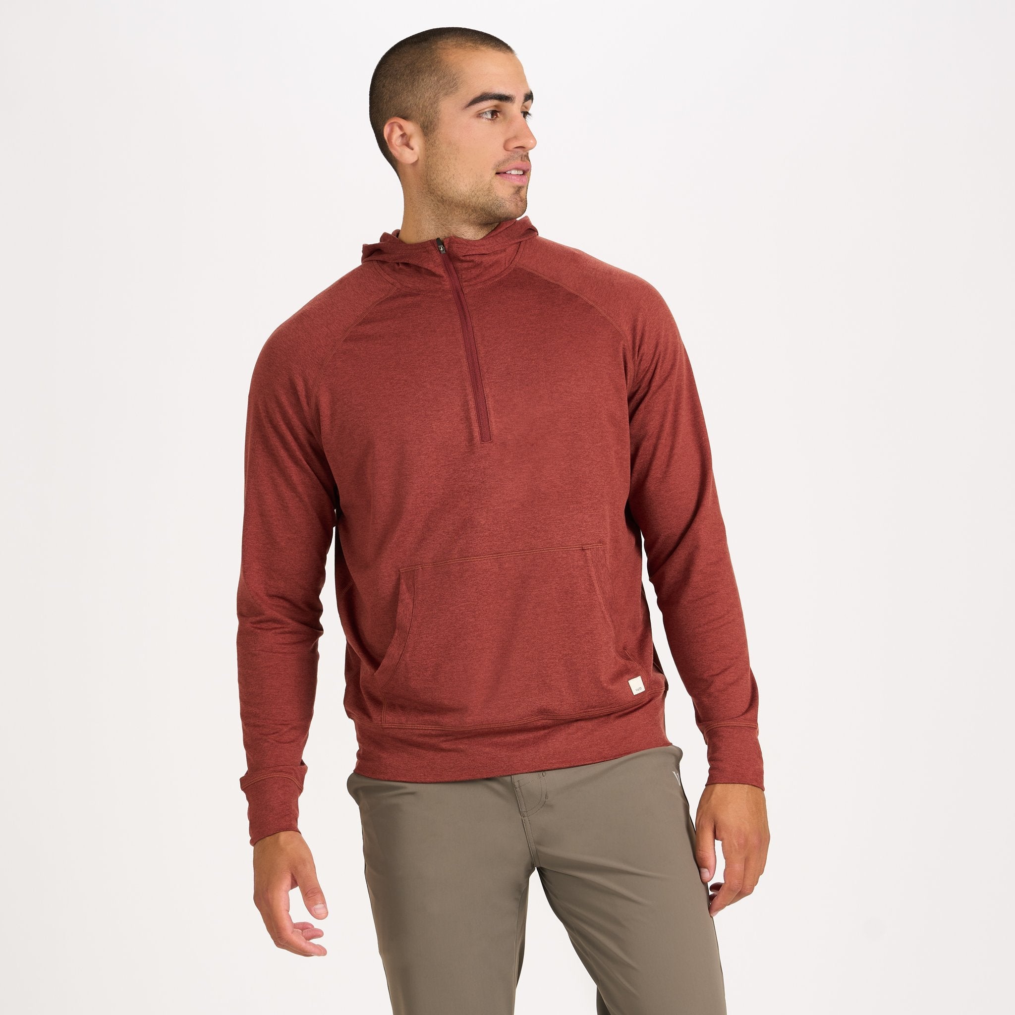Ponto Performance Half Zip Hoodie | Red Clay Heather