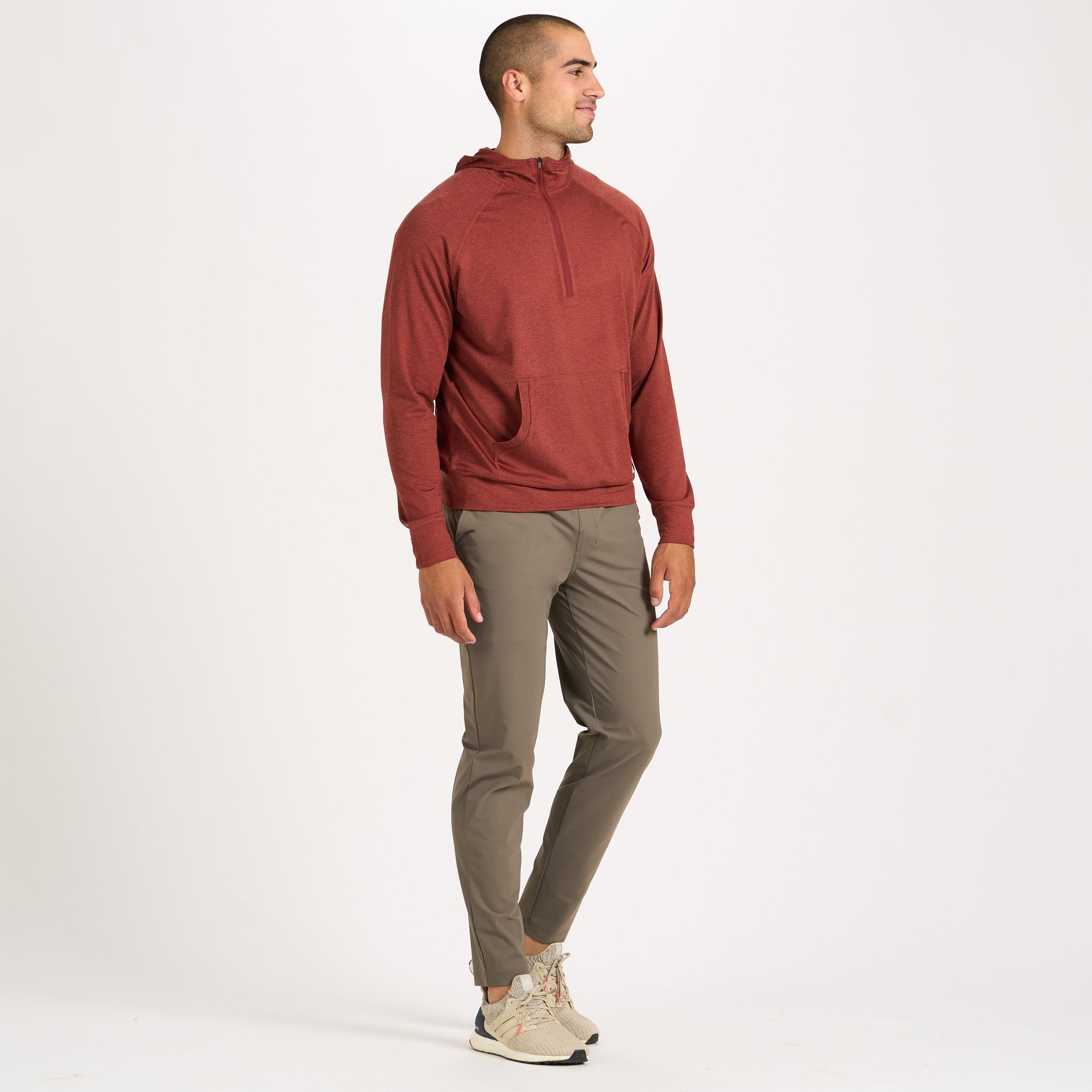 Ponto Performance Half Zip Hoodie | Red Clay Heather