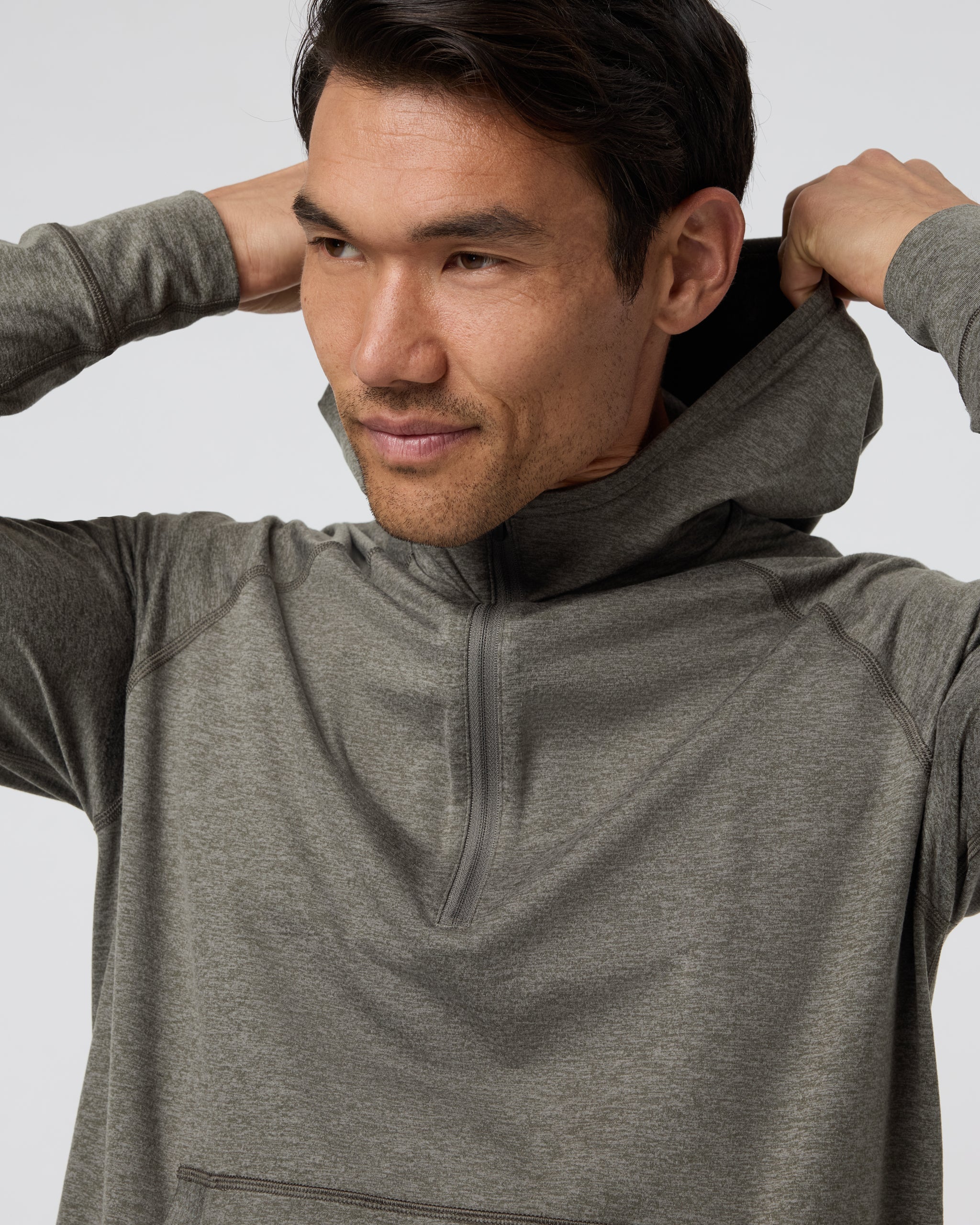 Ponto Performance Half Zip Hoodie | Warm Grey Heather