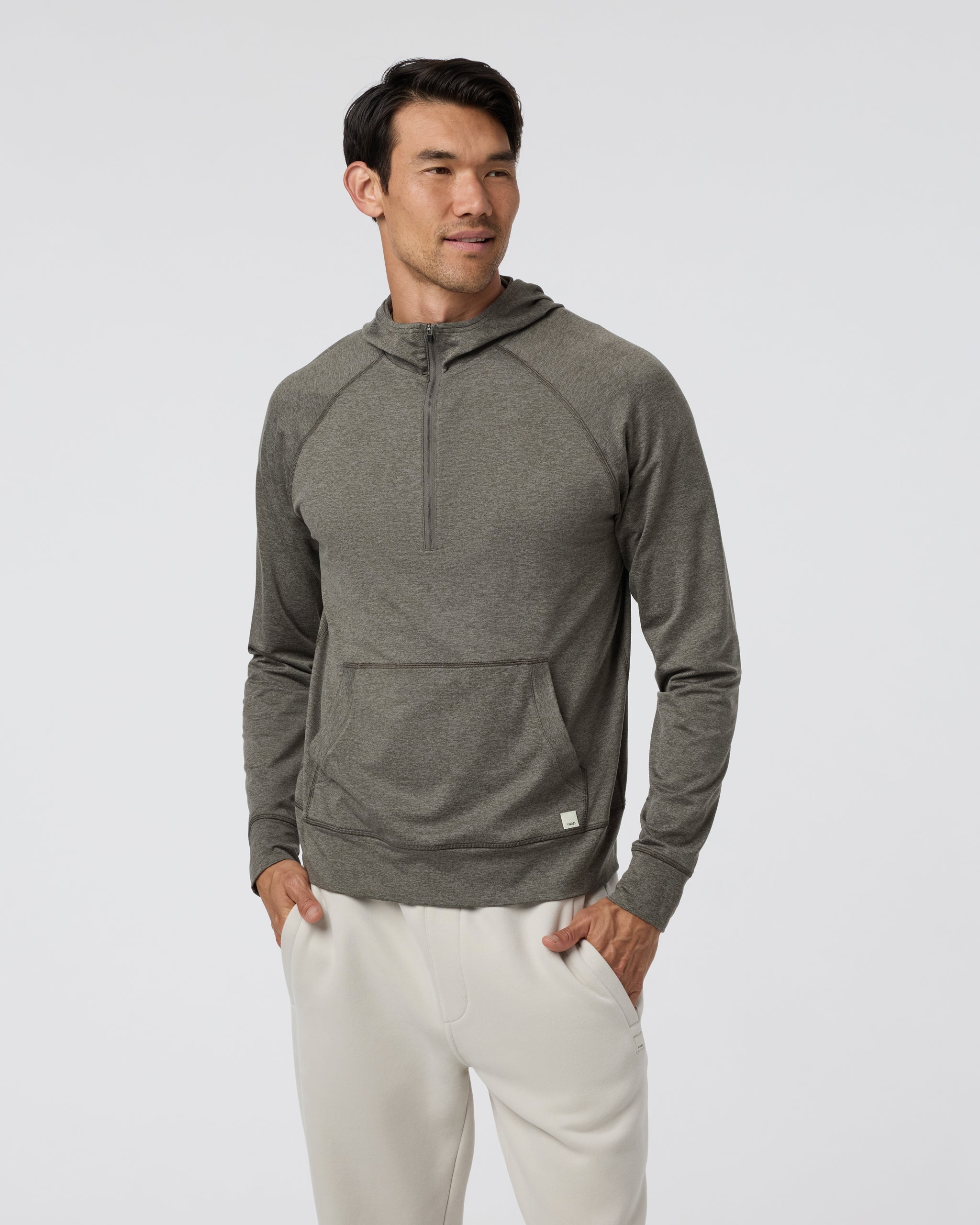 Ponto Performance Half Zip Hoodie | Warm Grey Heather