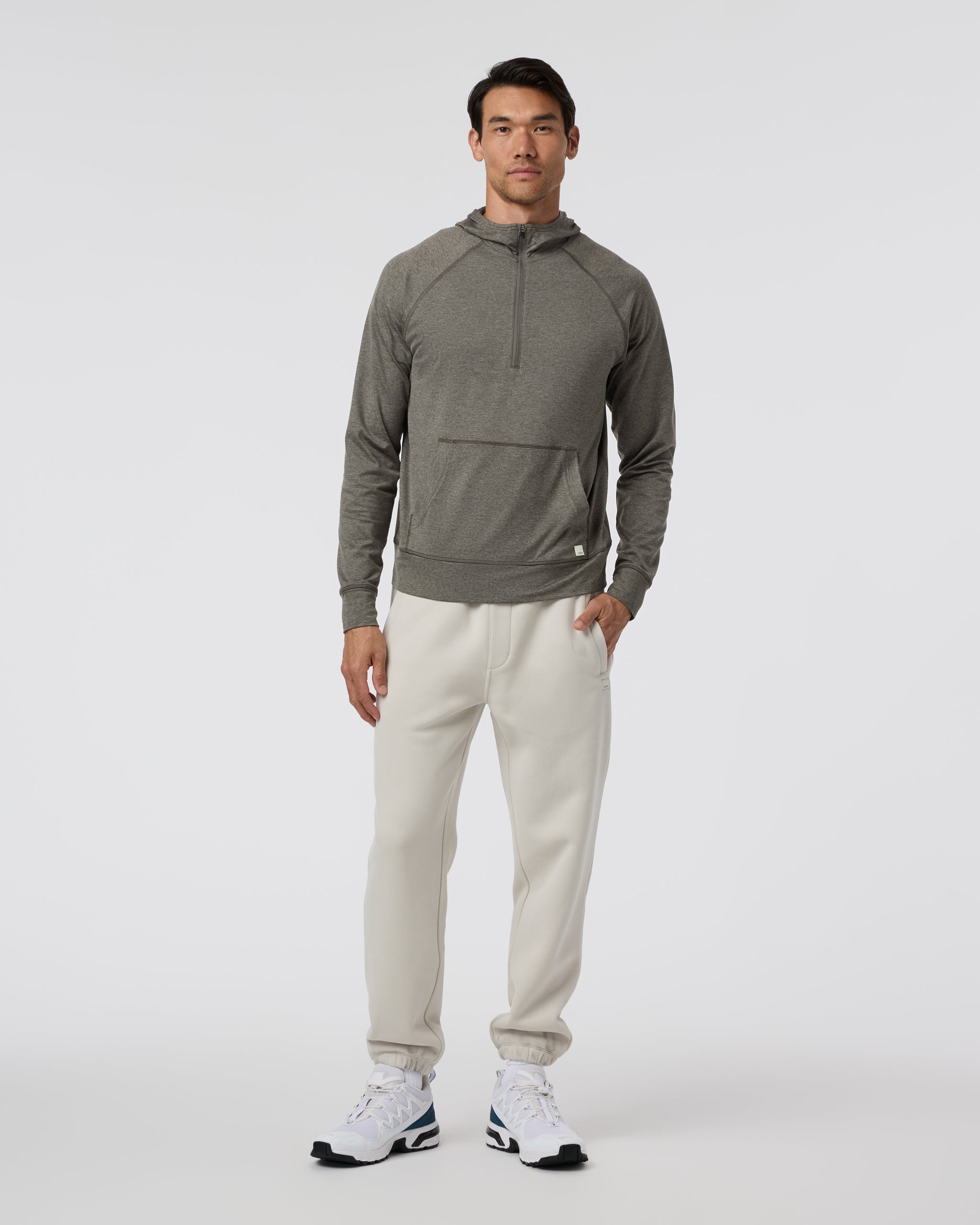 Ponto Performance Half Zip Hoodie | Warm Grey Heather