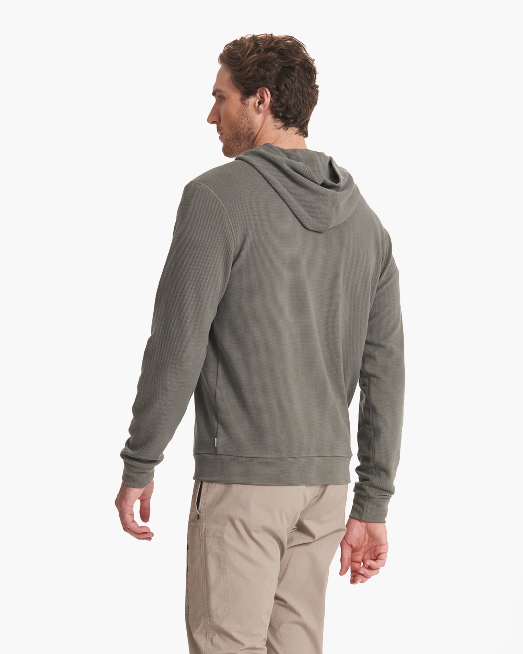 Performance Waffle Zip Hoodie | Dusty Pine