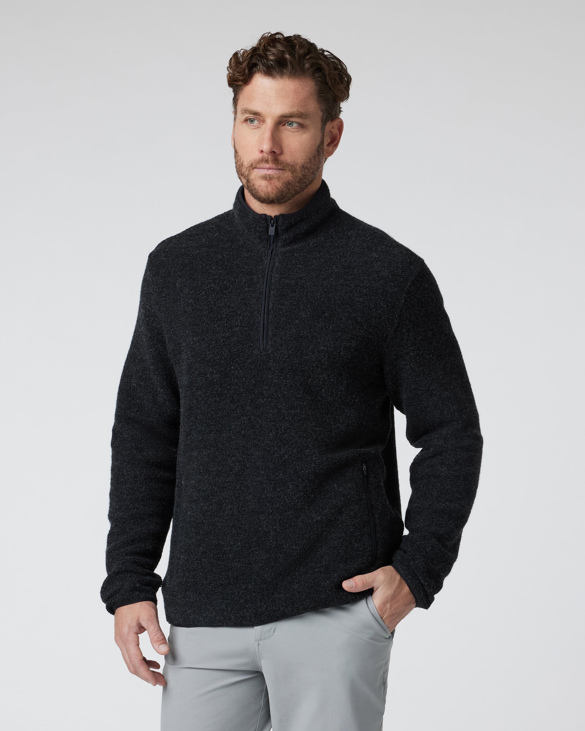 Plymouth Wool Pullover | Dark Black Heather