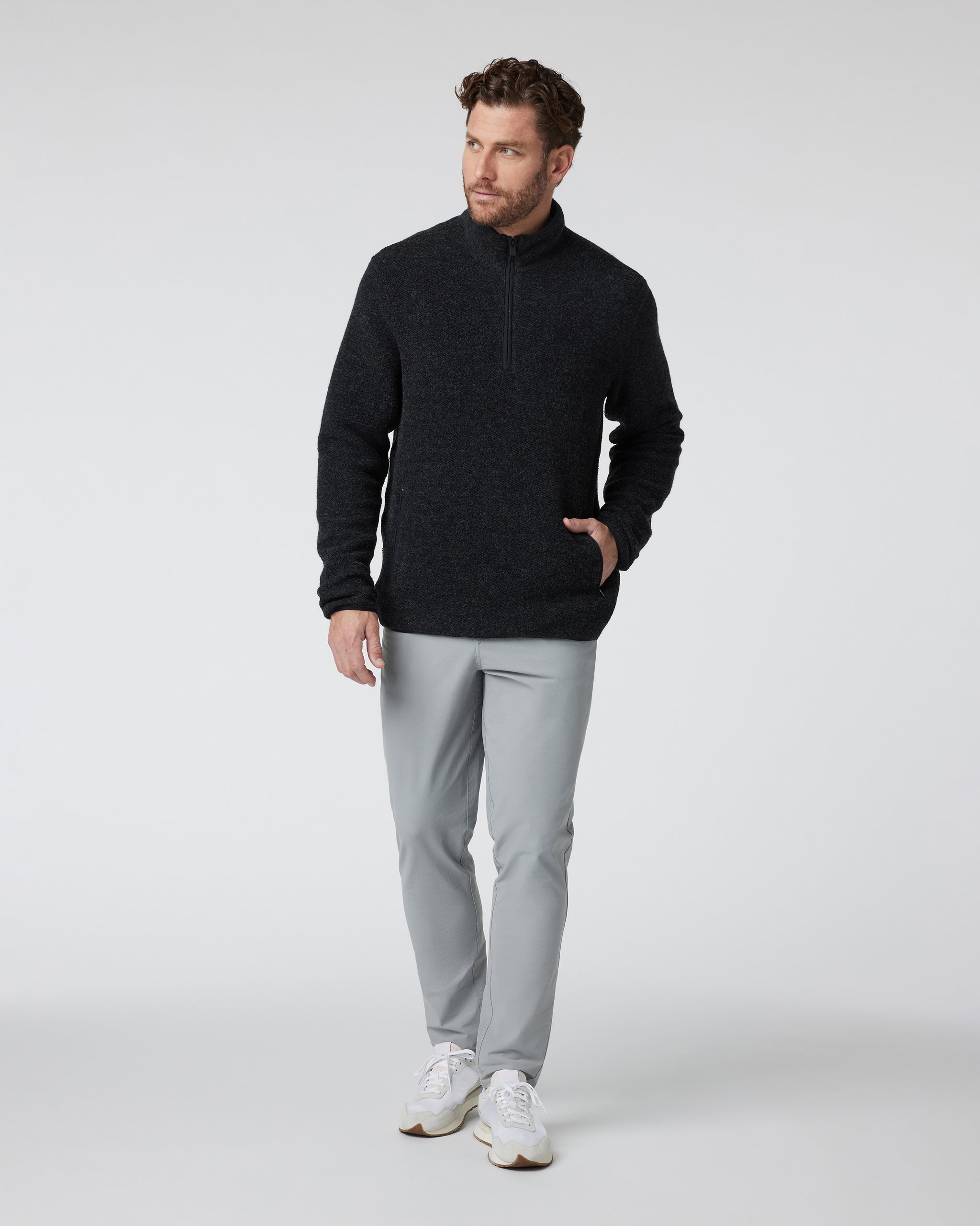 Plymouth Wool Pullover | Dark Black Heather