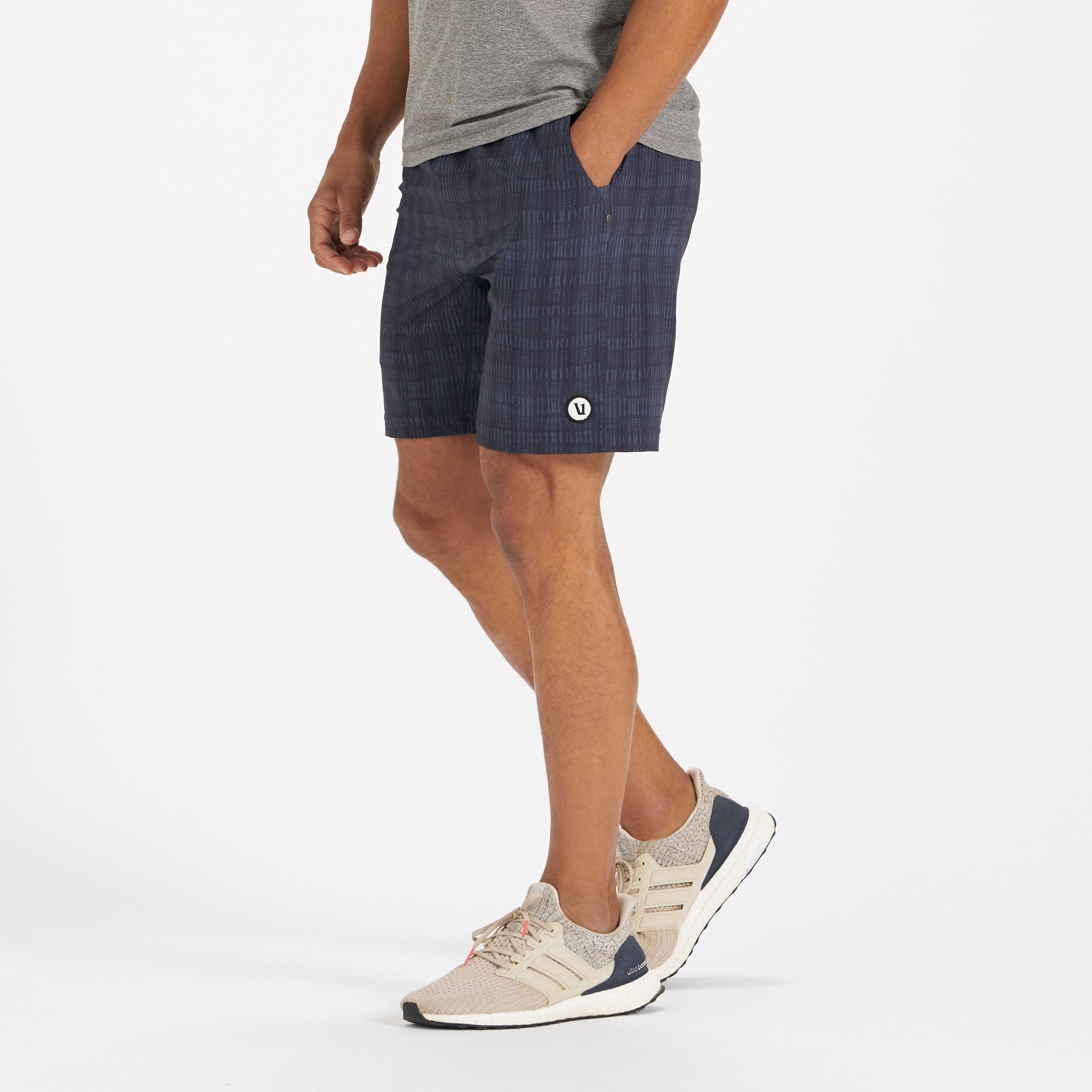 Kore Short Lined 7" | Ink Shibori Grid